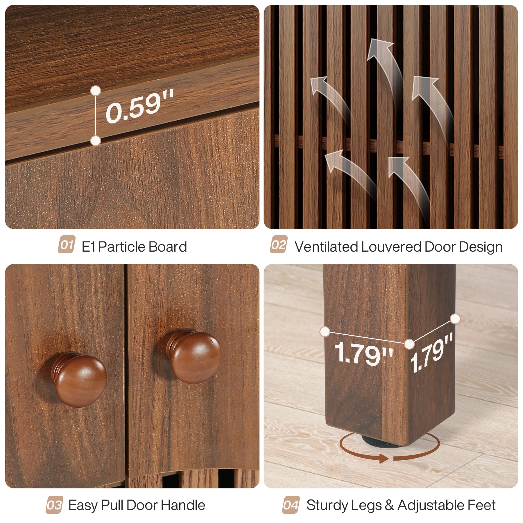 5 - Tier Sideboard Buffet, Farmhouse Kitchen Storage Cabinet with Removable Shelves Tribesigns