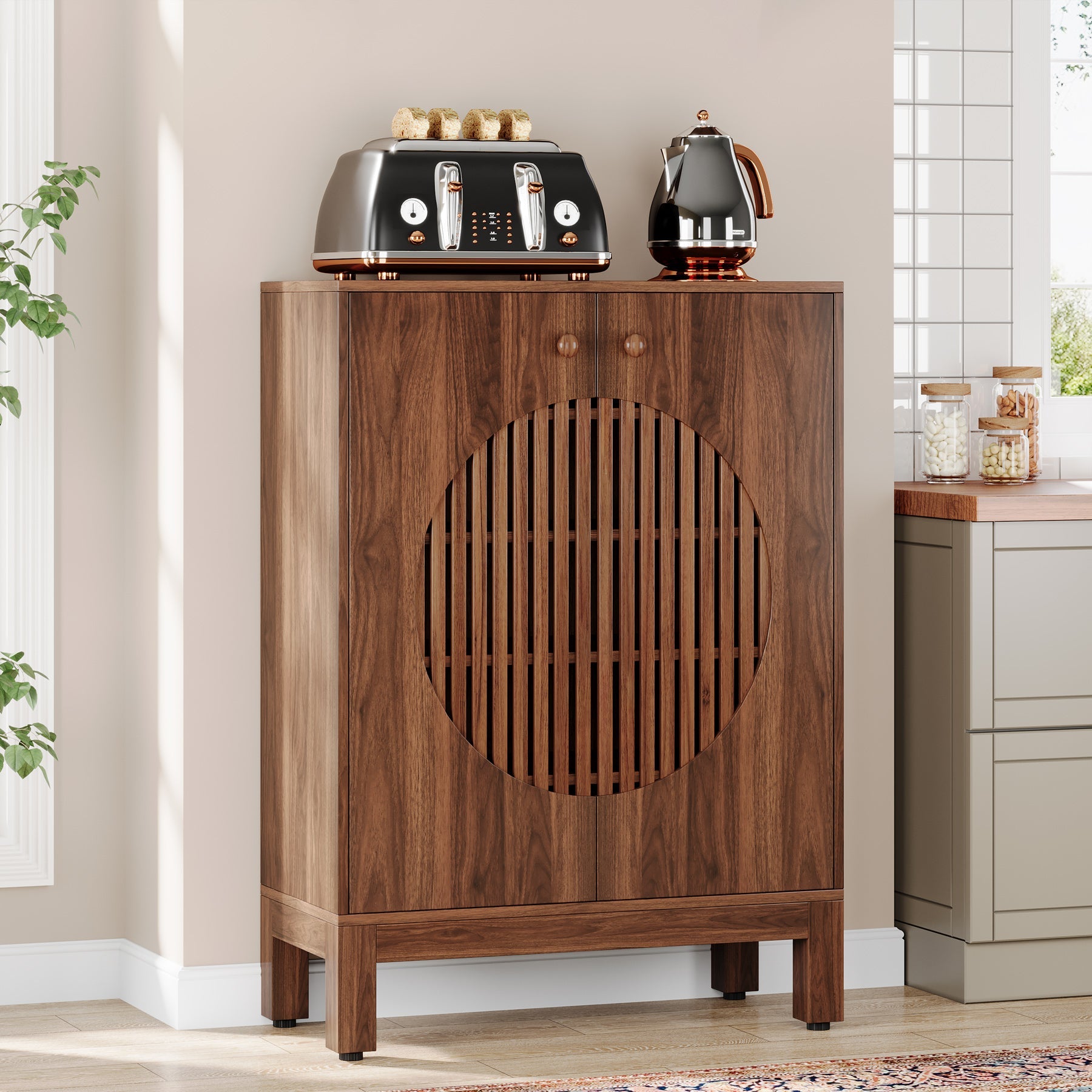 5 - Tier Sideboard Buffet, Farmhouse Kitchen Storage Cabinet with Removable Shelves Tribesigns