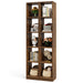 5-Tier Wood Bookcase, Tall Corner Bookshelf Narrow Display Shelf Tribesigns