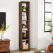 5-Tier Wood Bookcase, Tall Corner Bookshelf Narrow Display Shelf Tribesigns