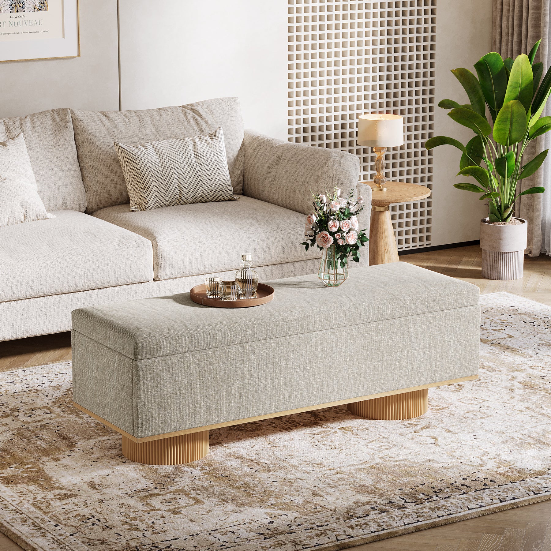 50.4" Shoe Bench, Upholstered Entryway Bench with Flip Up Storage