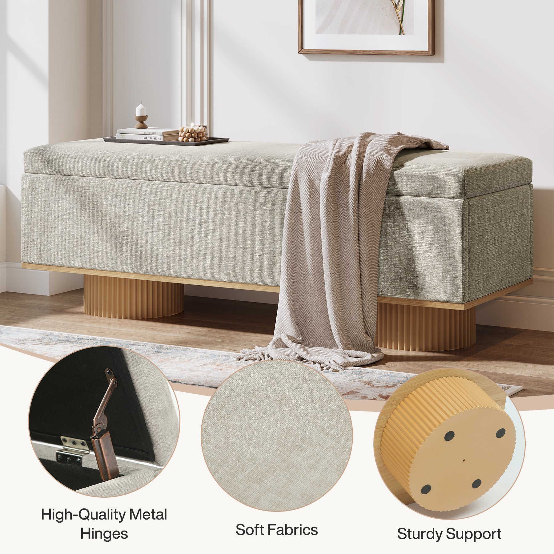 50.4" Shoe Bench, Upholstered Entryway Bench with Flip Up Storage