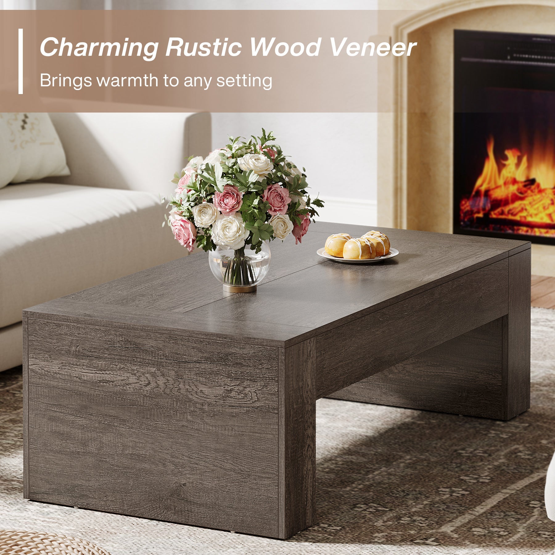 51" Coffee Table, Wood Center Table Simple Cocktail Tea Table Tribesigns