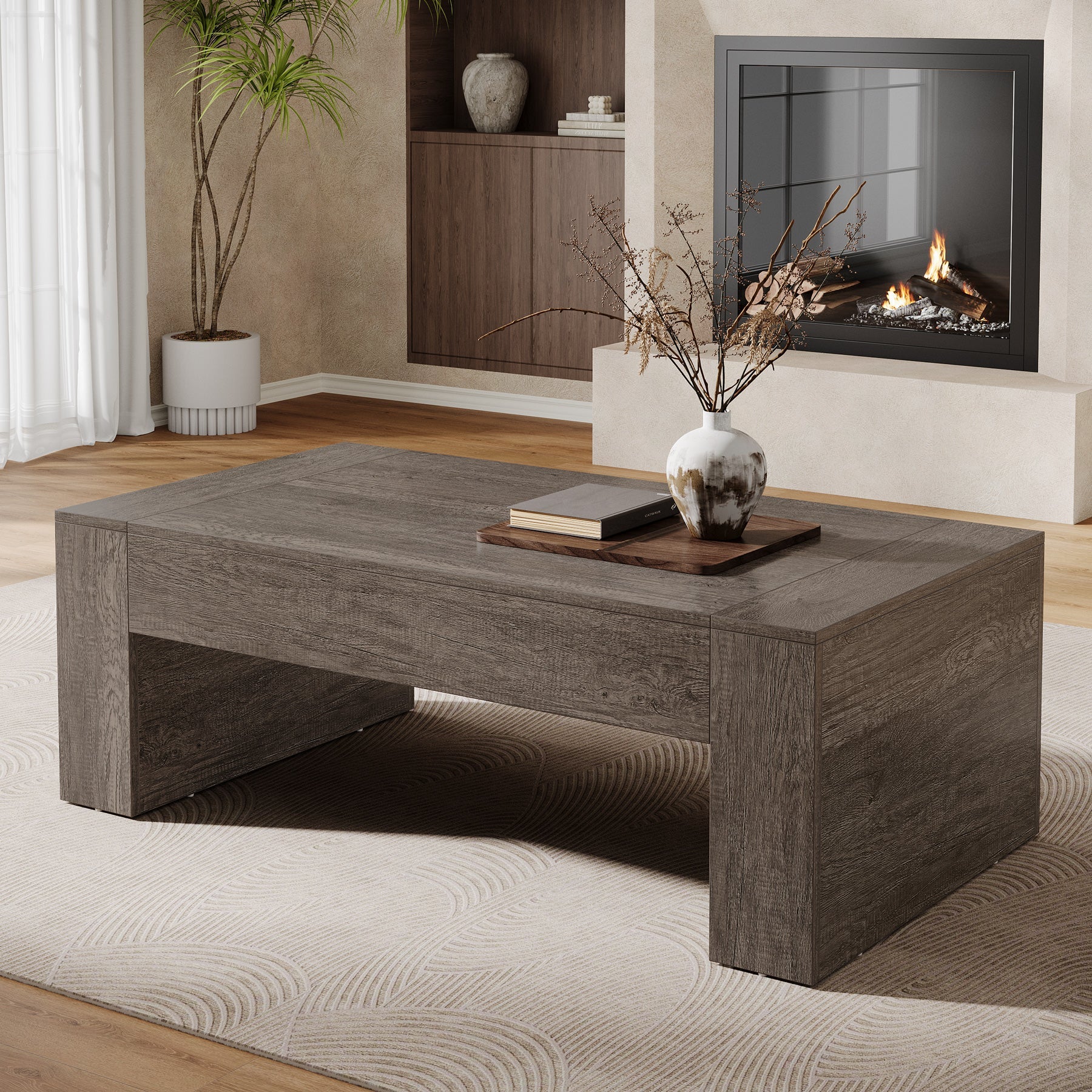 51" Coffee Table, Wood Center Table Simple Cocktail Tea Table Tribesigns