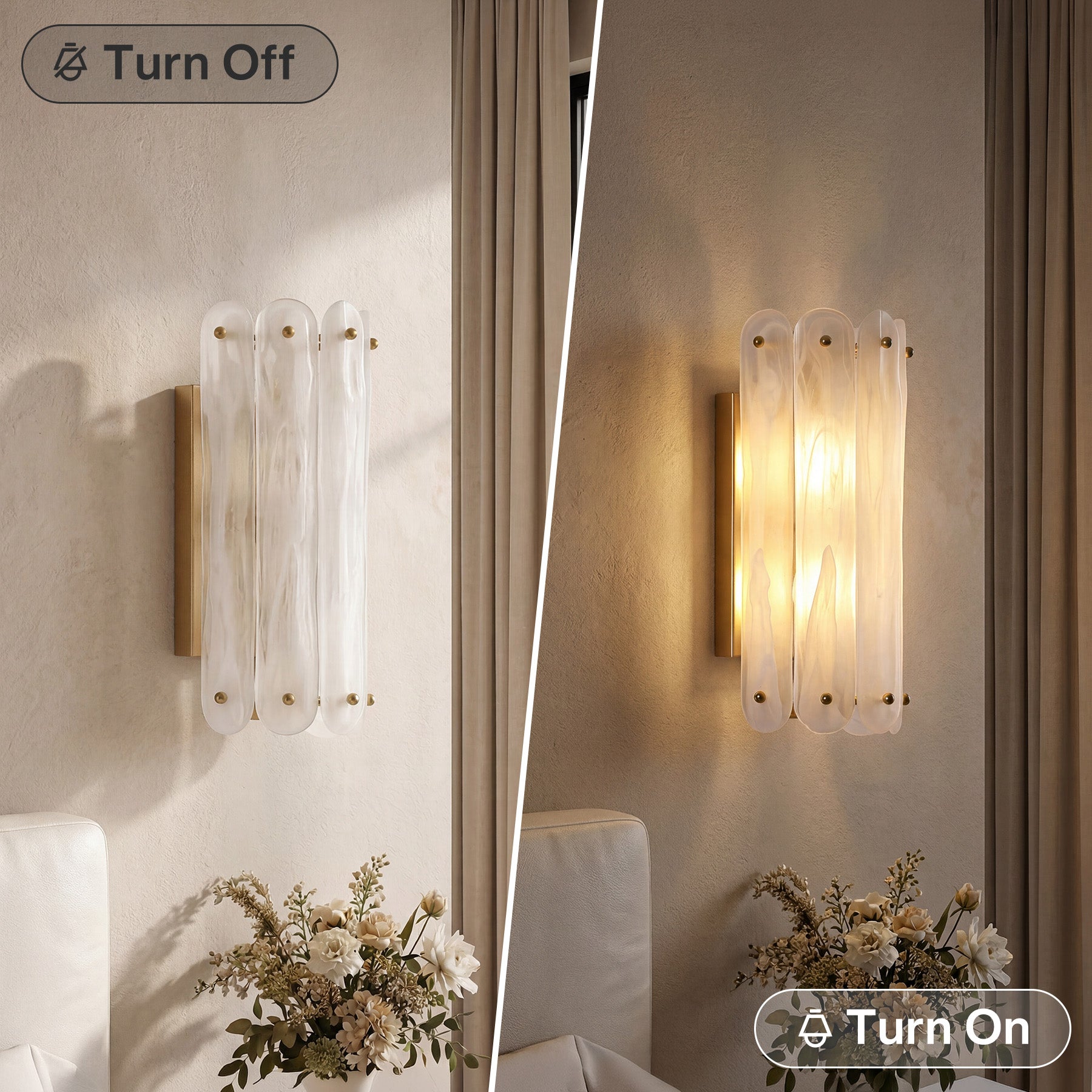 2-Light Modern Wall Sconce, 13.78" Wall Light Fixture with Glass Shade