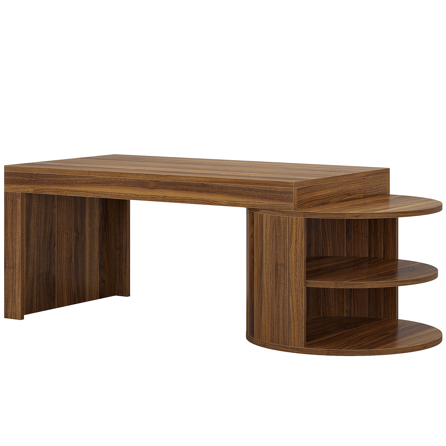 51" Coffee Table, Rectangular Center Table with Storage Shelves Tribesigns