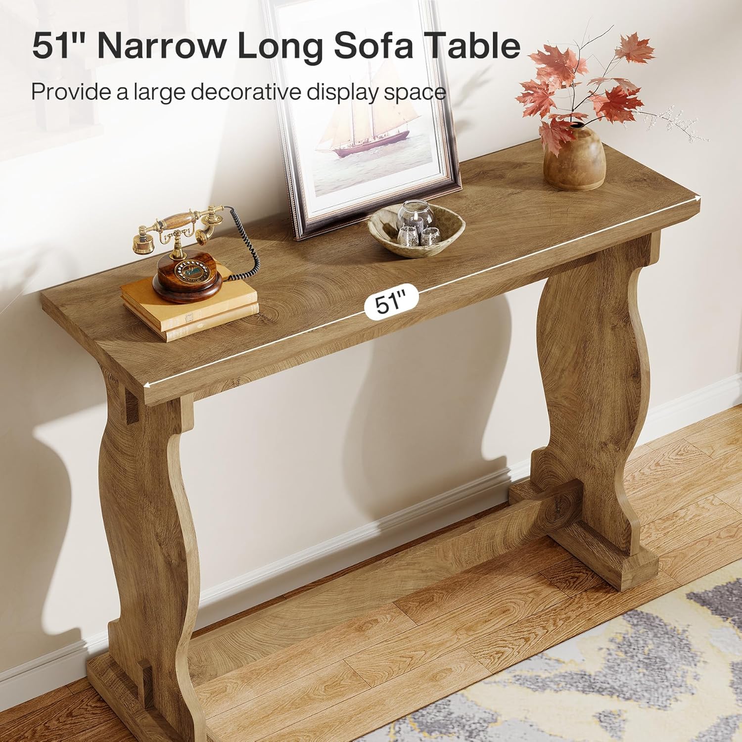 51" Console Table, Farmhouse Narrow Sofa Table Hallway Table Tribesigns