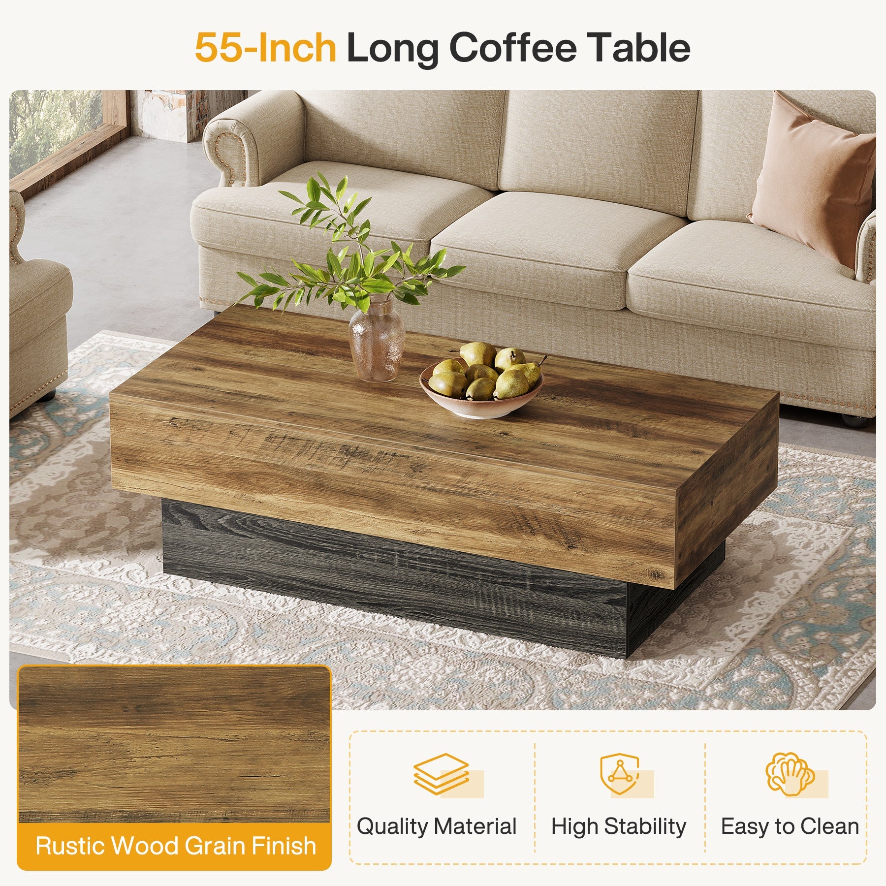 55-Inch Long Coffee Table