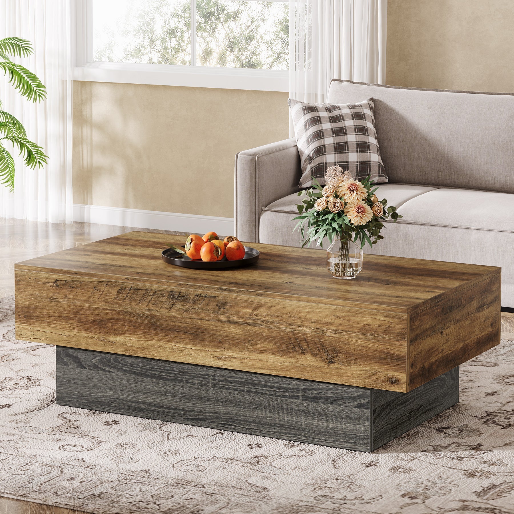 55" Coffee Table with Sturdy Pedestal Tribesigns