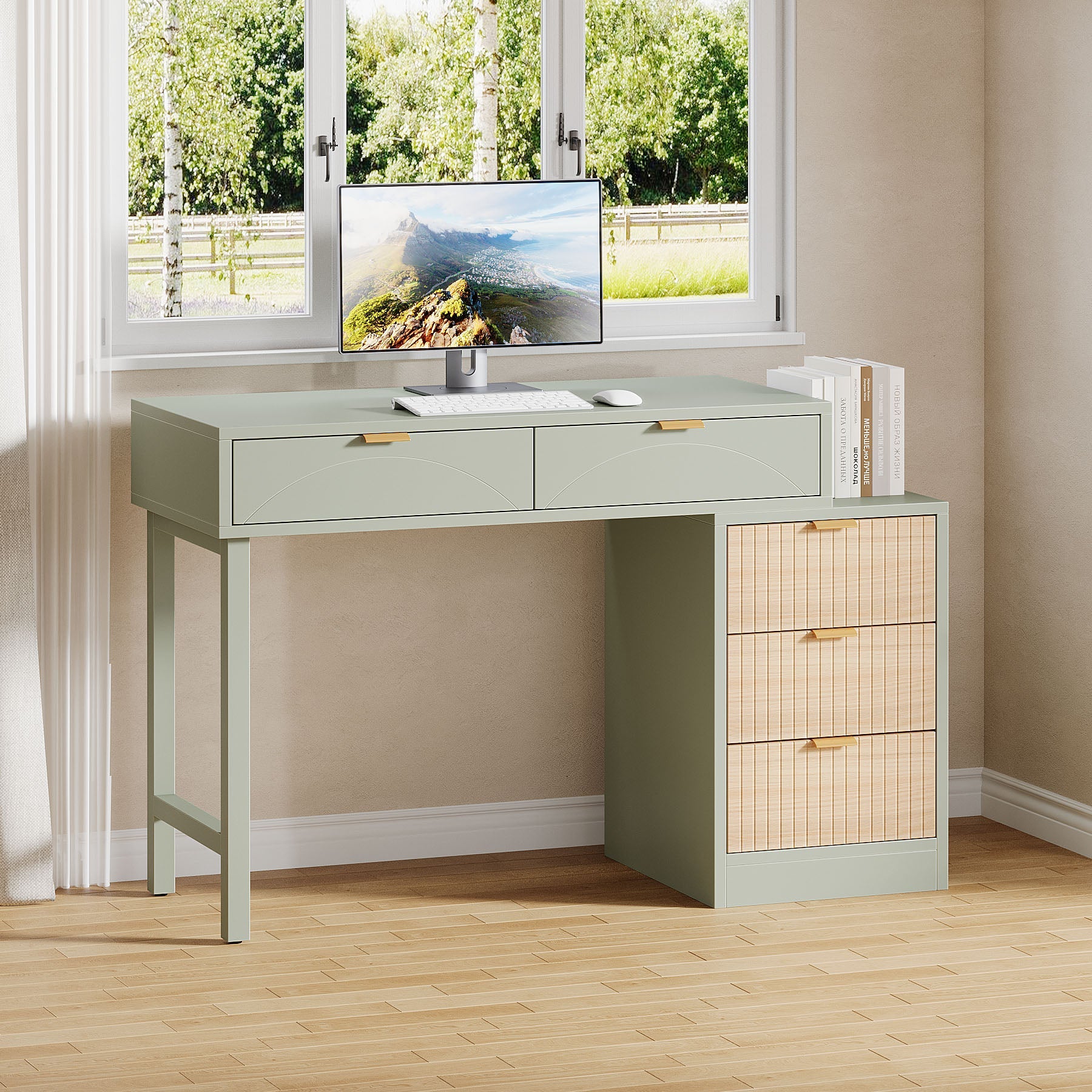 55" Computer Desk, Modern Home Office Desk Study Desk Tribesigns