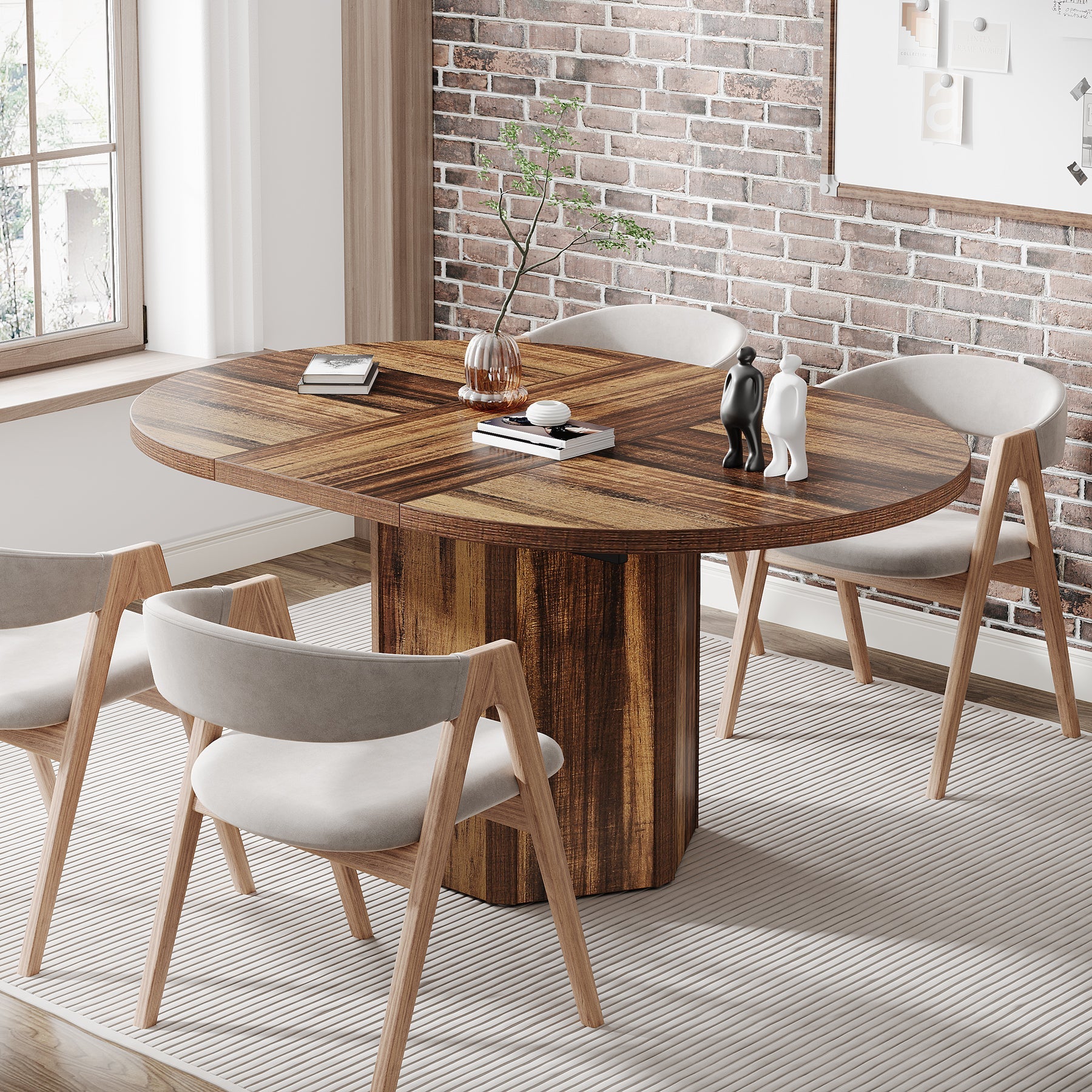 55" Conference Table, Oval Rustic Meeting Table For 6 People Tribesigns