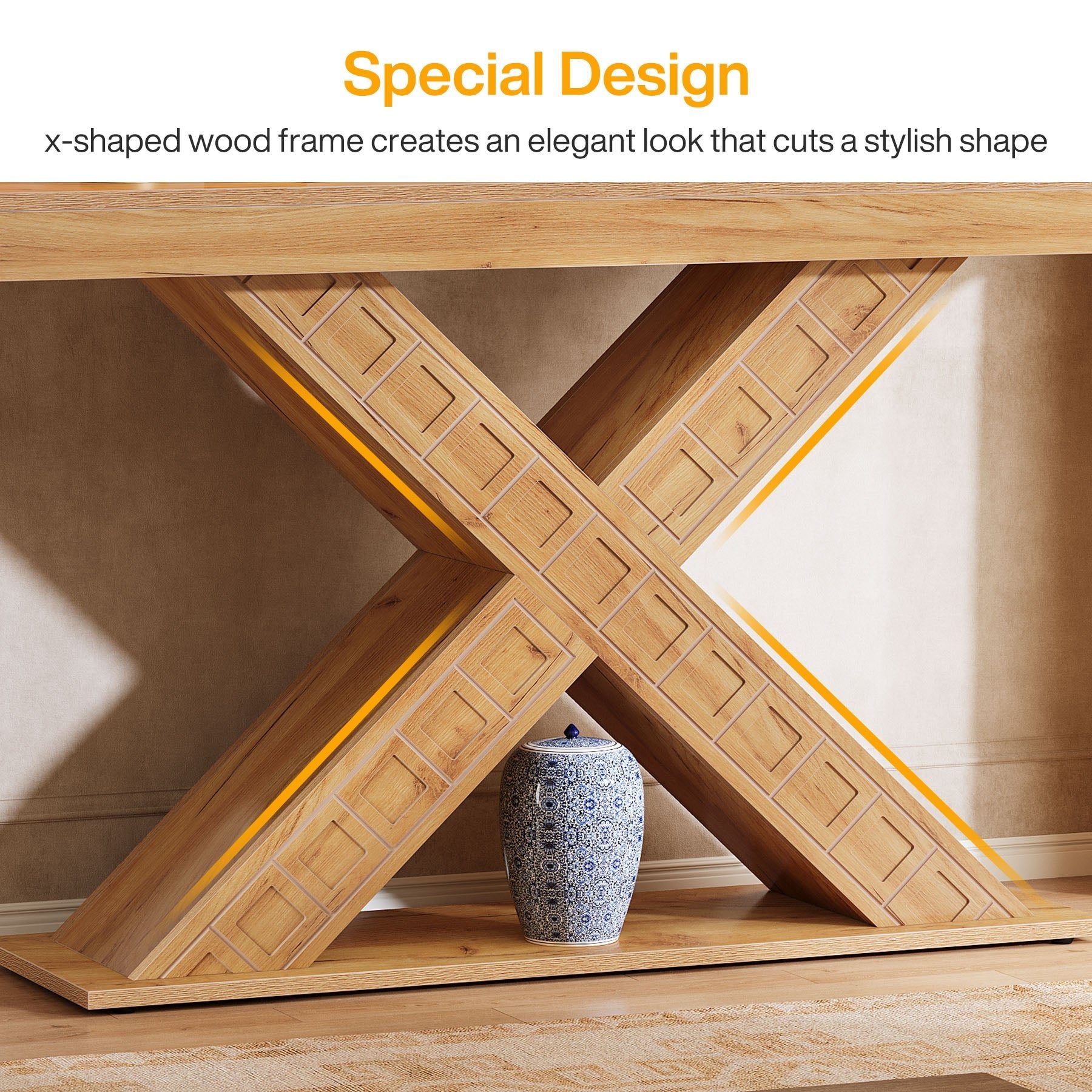 55" Console Table, Modern Sofa Table Entryway Table With Thicken X Base Tribesigns