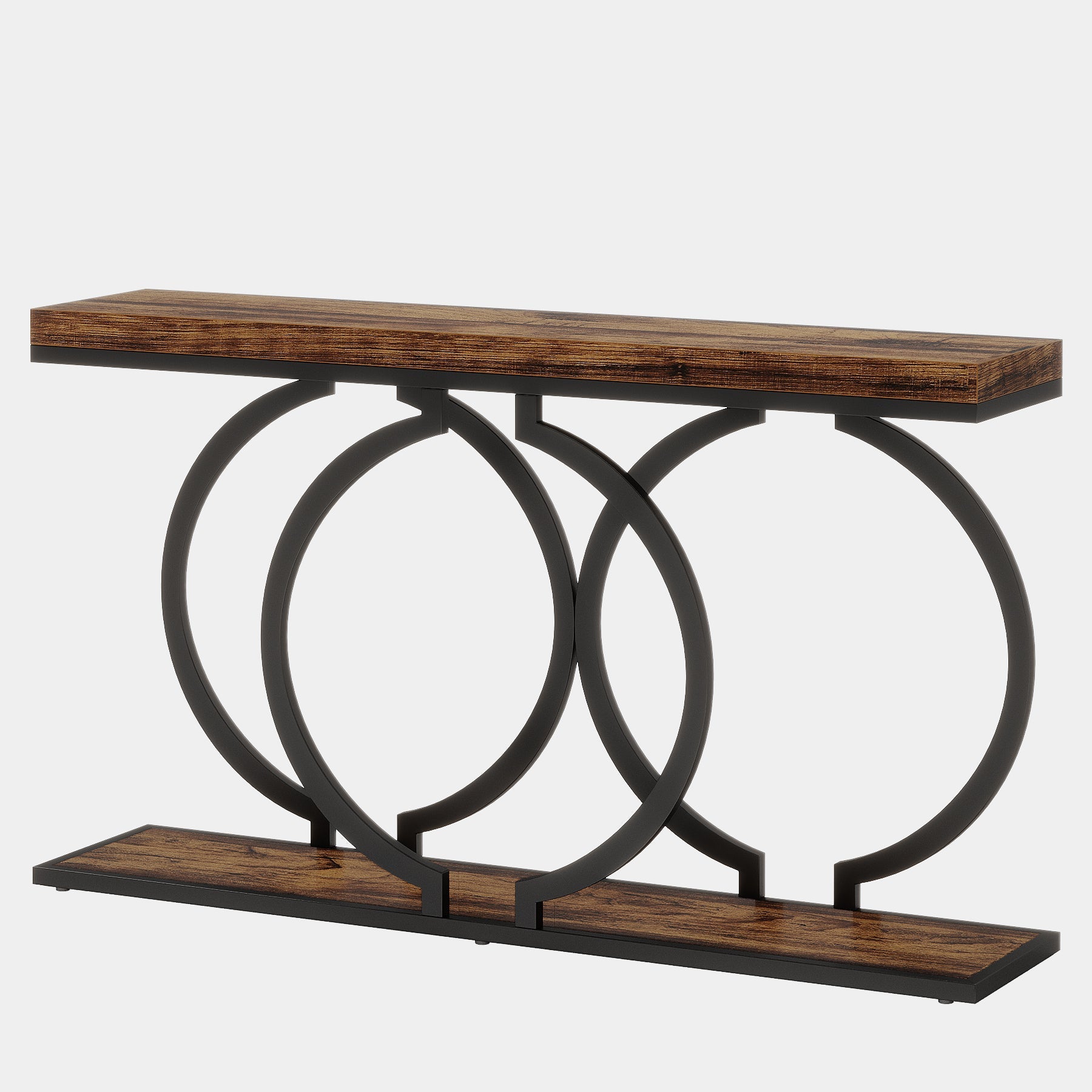 55" Console Table, Narrow Entryway Sofa Table with Geometric Metal Frame Tribesigns