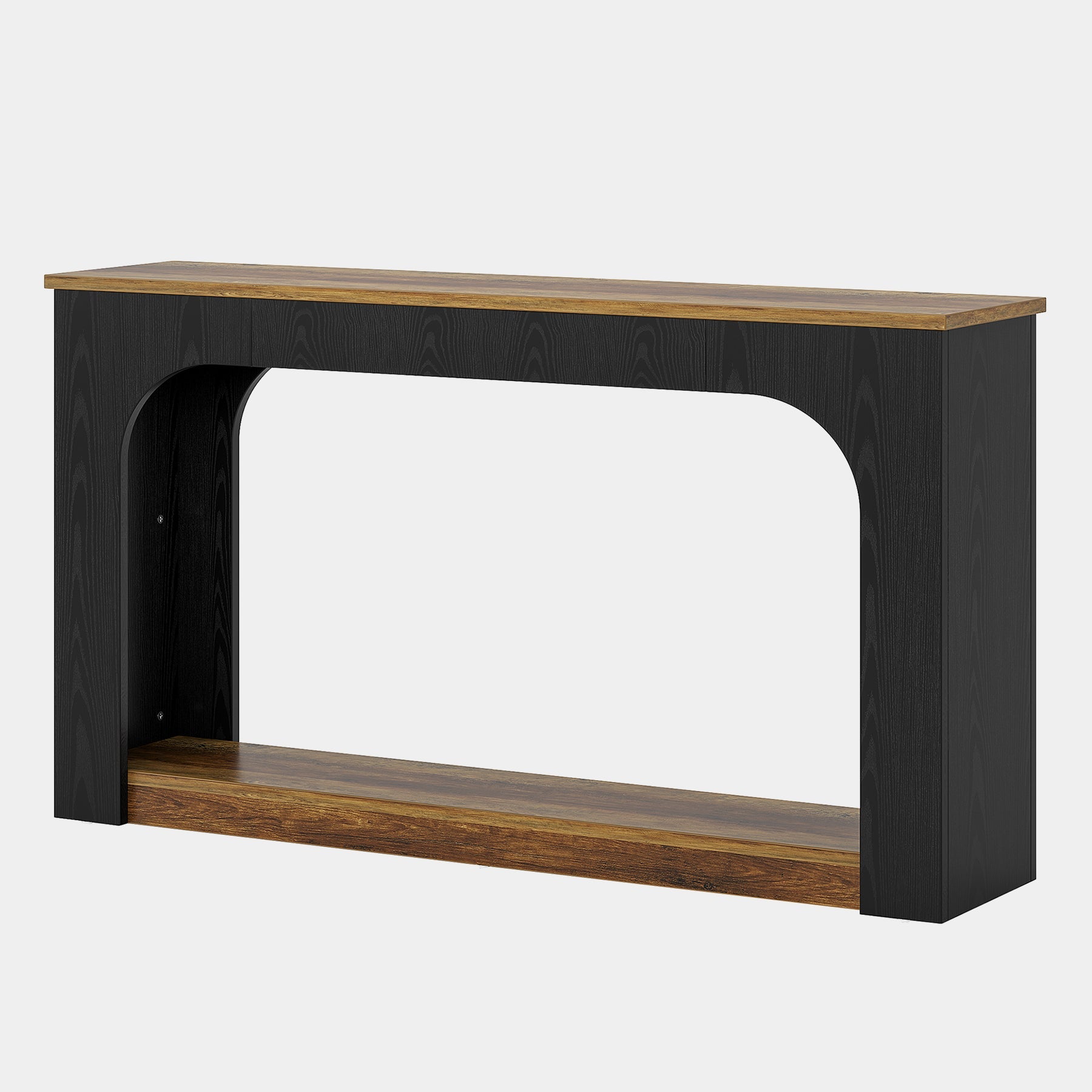 55" Console Table, Wood Farmhouse 2 - Tier Sofa Table with LED Lights Tribesigns