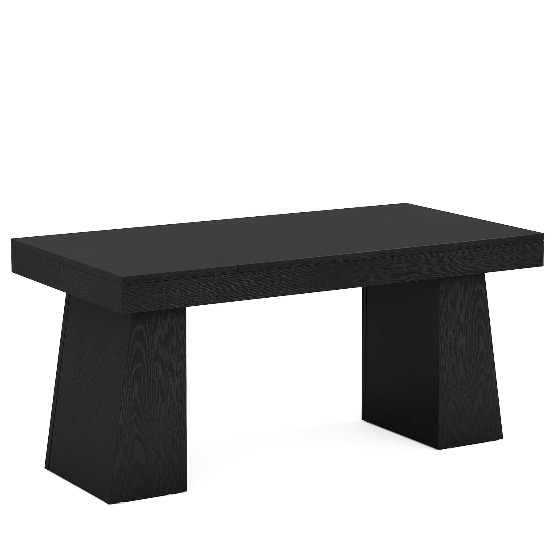 55 Inch Farmhouse Double Pedestal Dining Table, Rectangular Table for 4-6 in Small Spaces