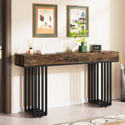 55-inch Console Table, Modern Entryway Table with Metal Legs Tribesigns