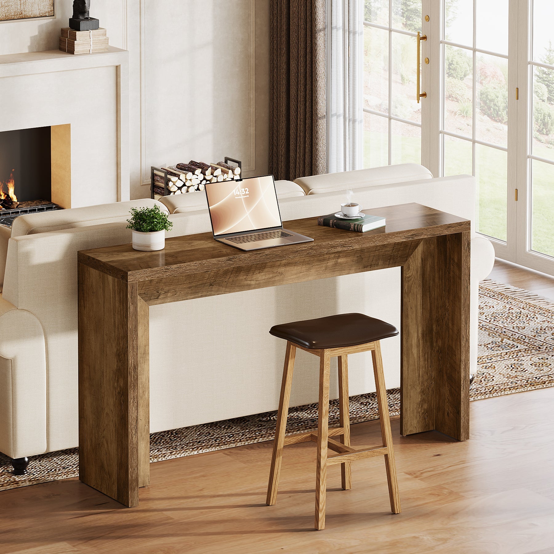 55" Rustic Console Table, Farmhouse Sofa Table Hallway Table Tribesigns