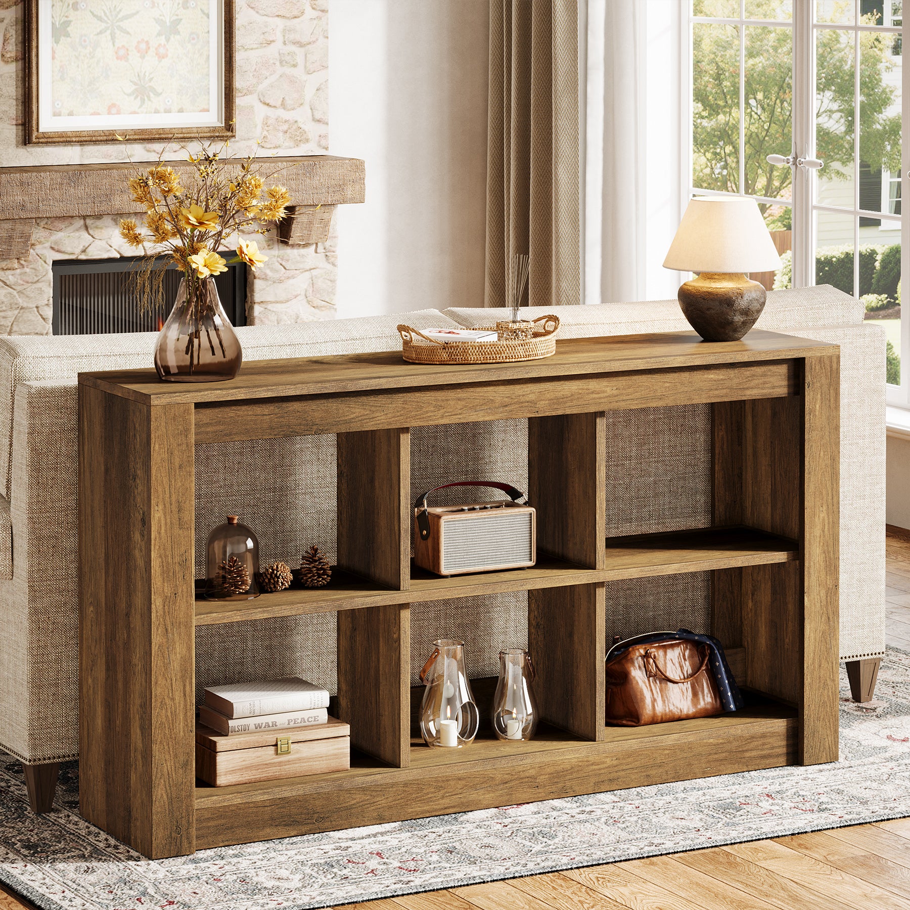 55.1" Console Table, Rectangular Sofa Table Entryway Table with Storage