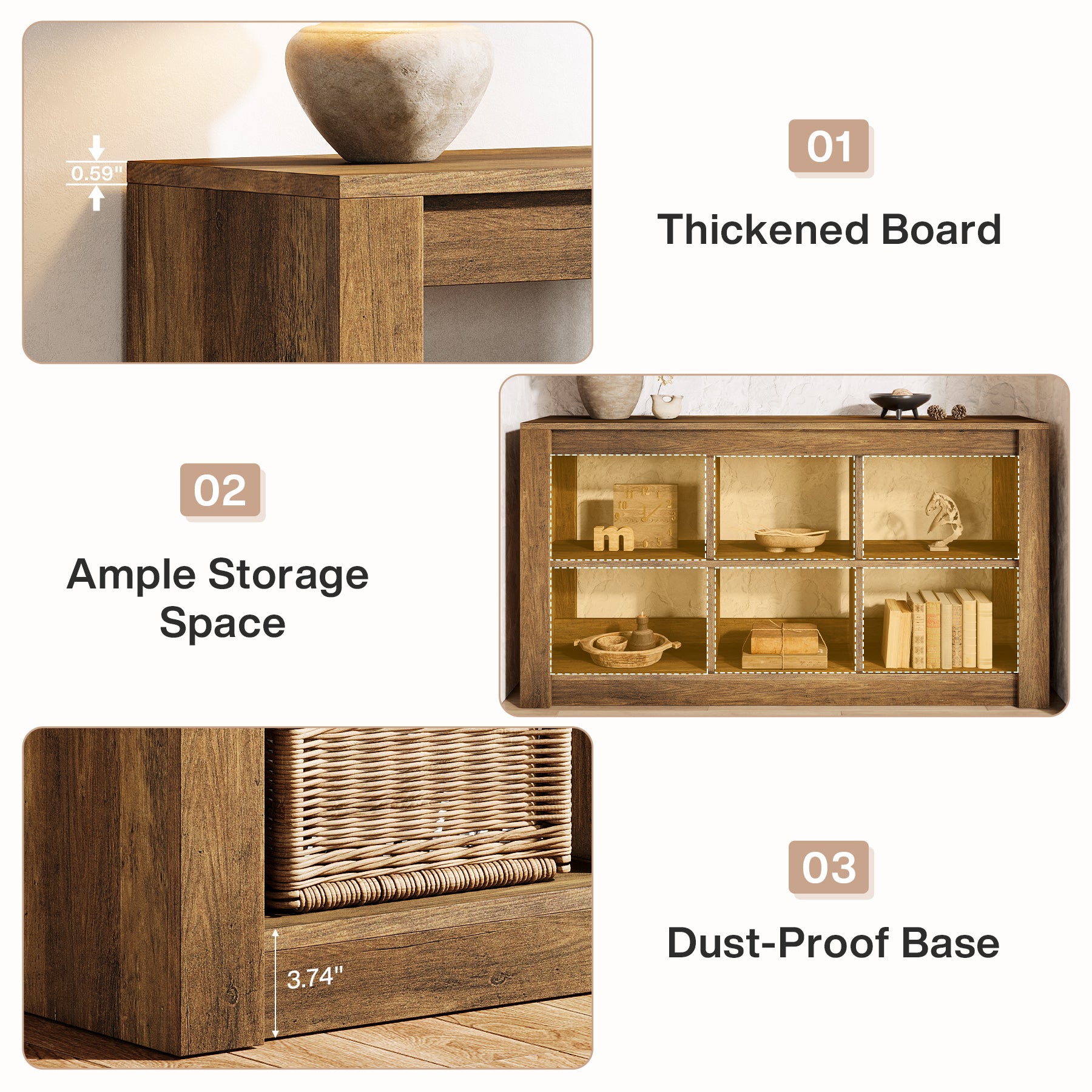 55.1" Console Table, Rectangular Sofa Table Entryway Table with Storage