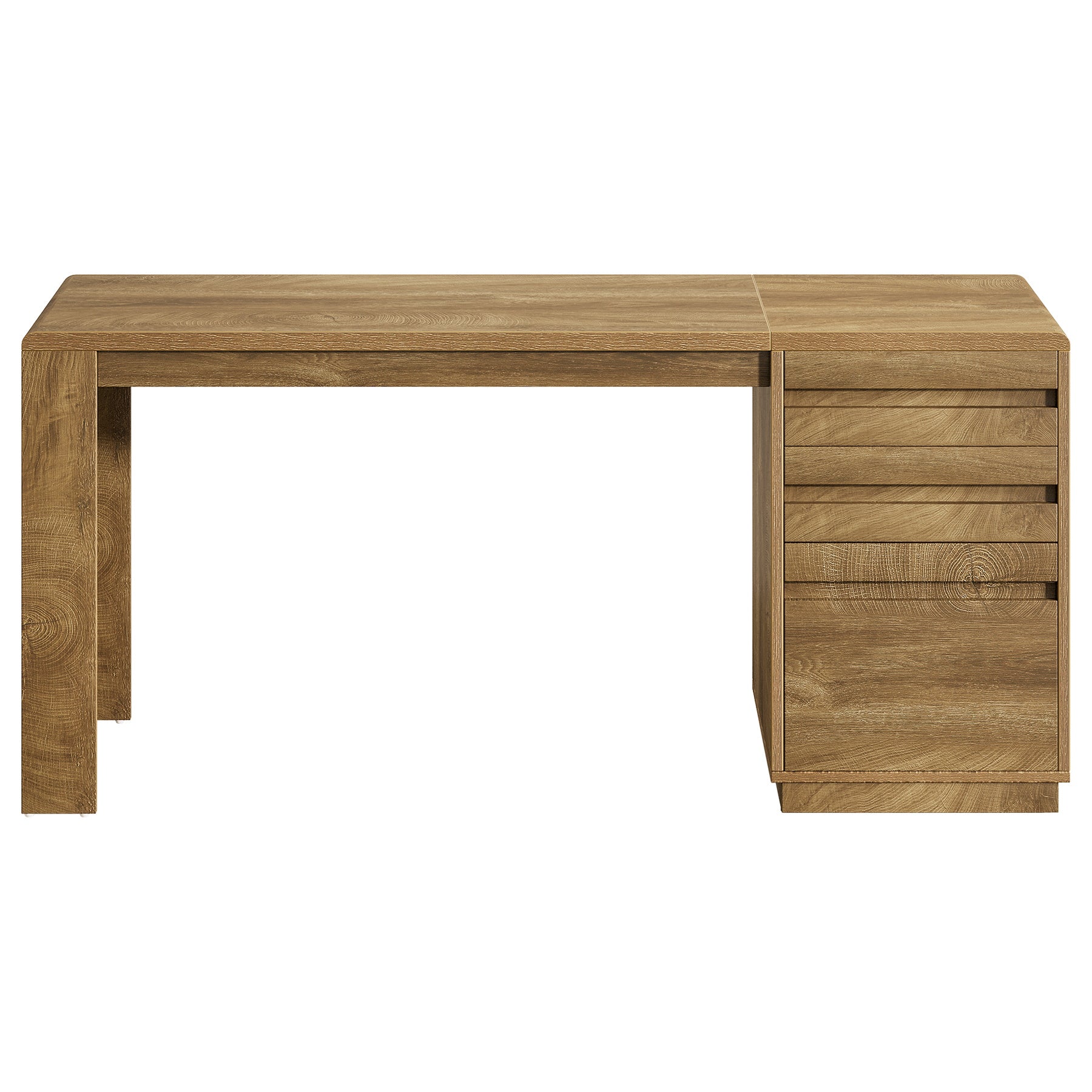 55" Computer Desk, Farmhouse Executive Desk with 3 Drawers Storage Cabinet