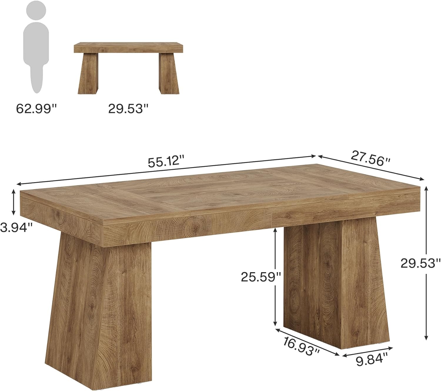 55" Executive Desk, Modern Wood Computer Desk Workstation Desk Tribesigns