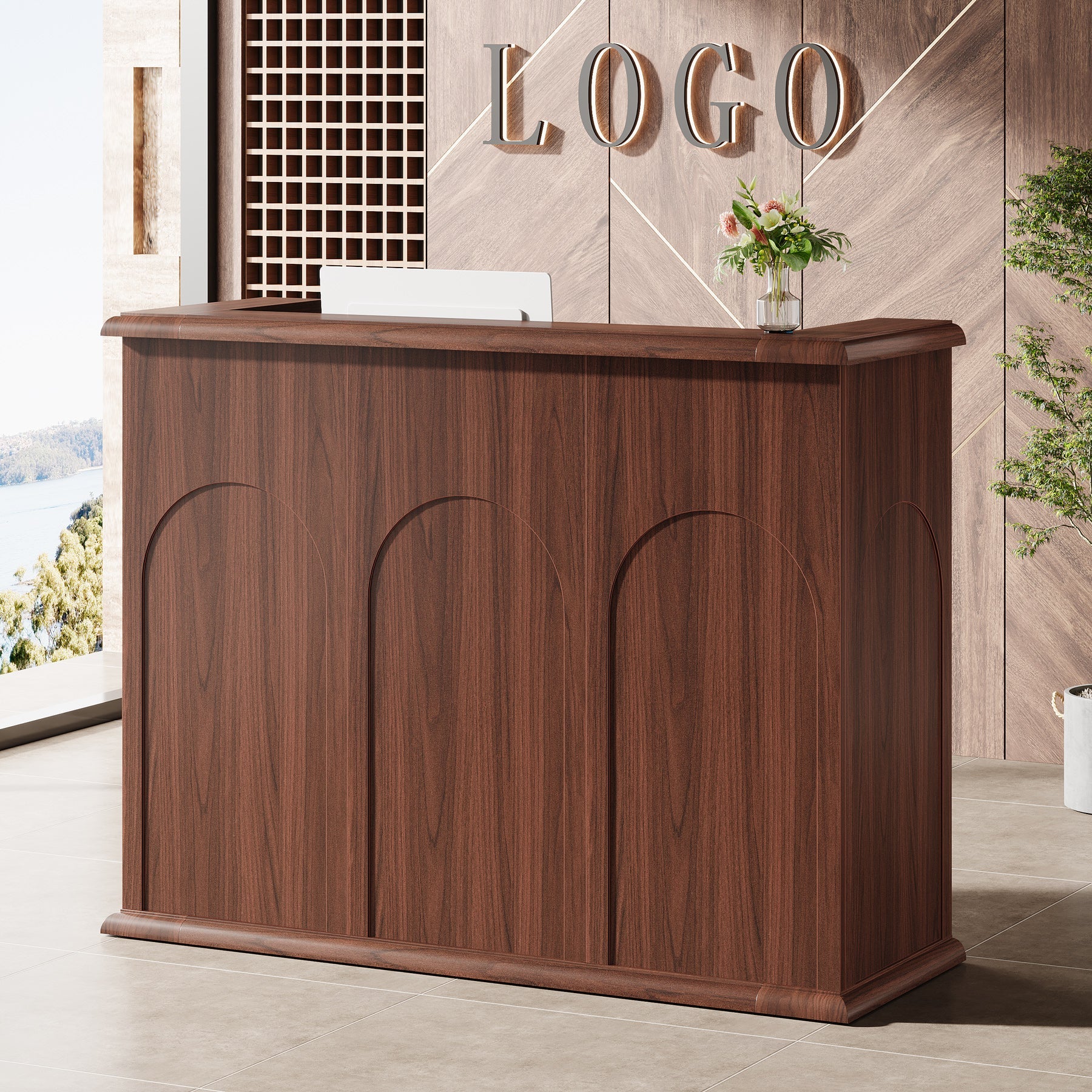 55" Reception Desk, Modern Large Front Counter Desk