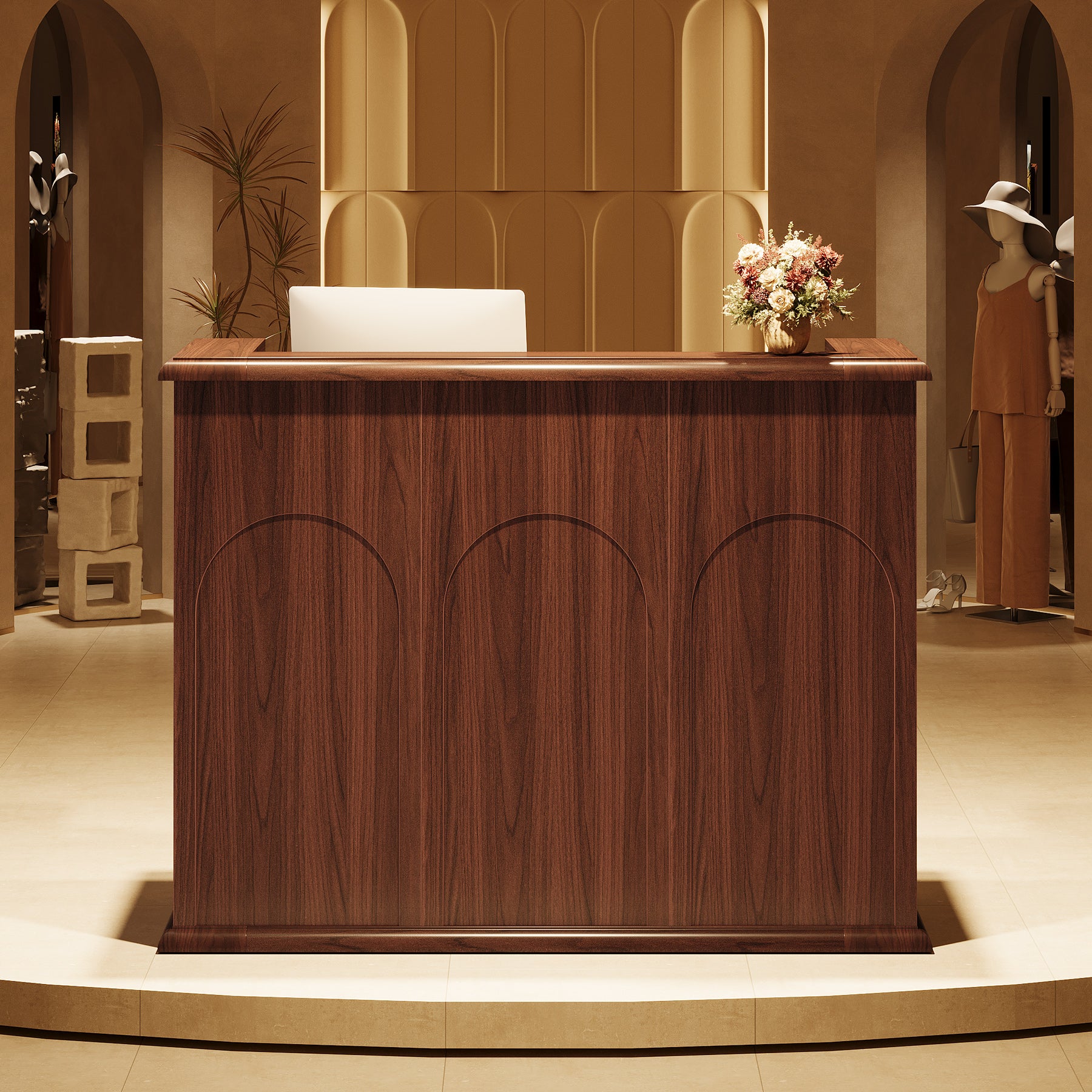 55" Reception Desk, Modern Large Front Counter Desk