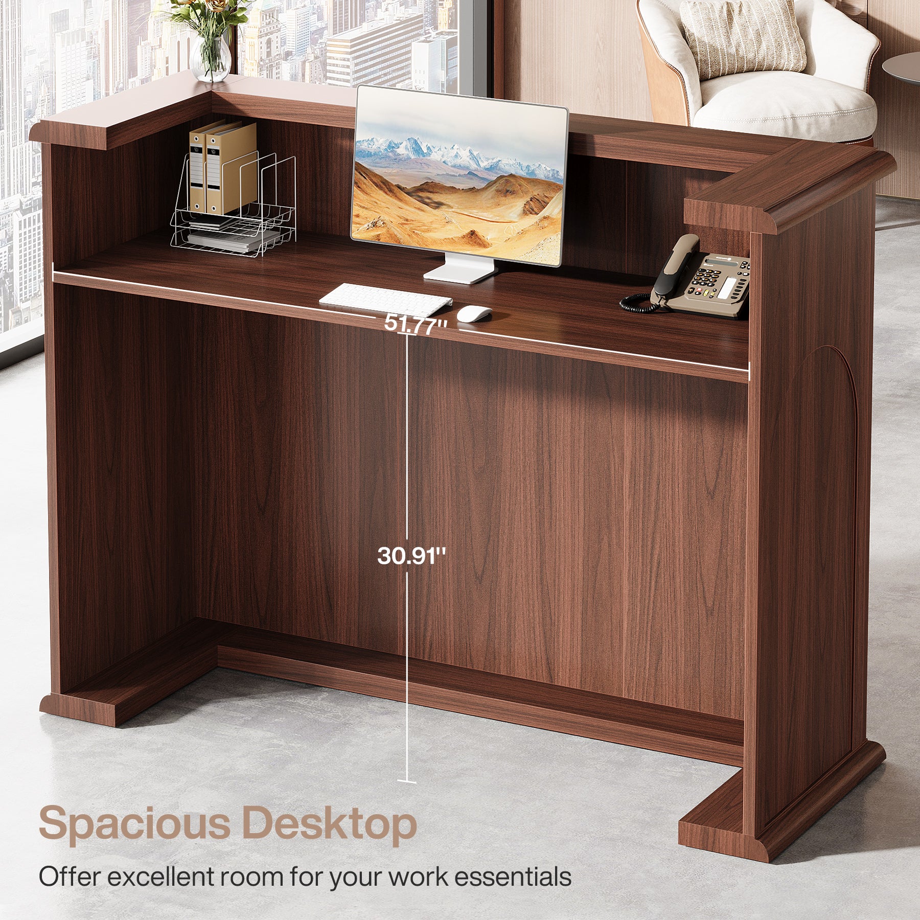 55" Reception Desk, Modern Large Front Counter Desk