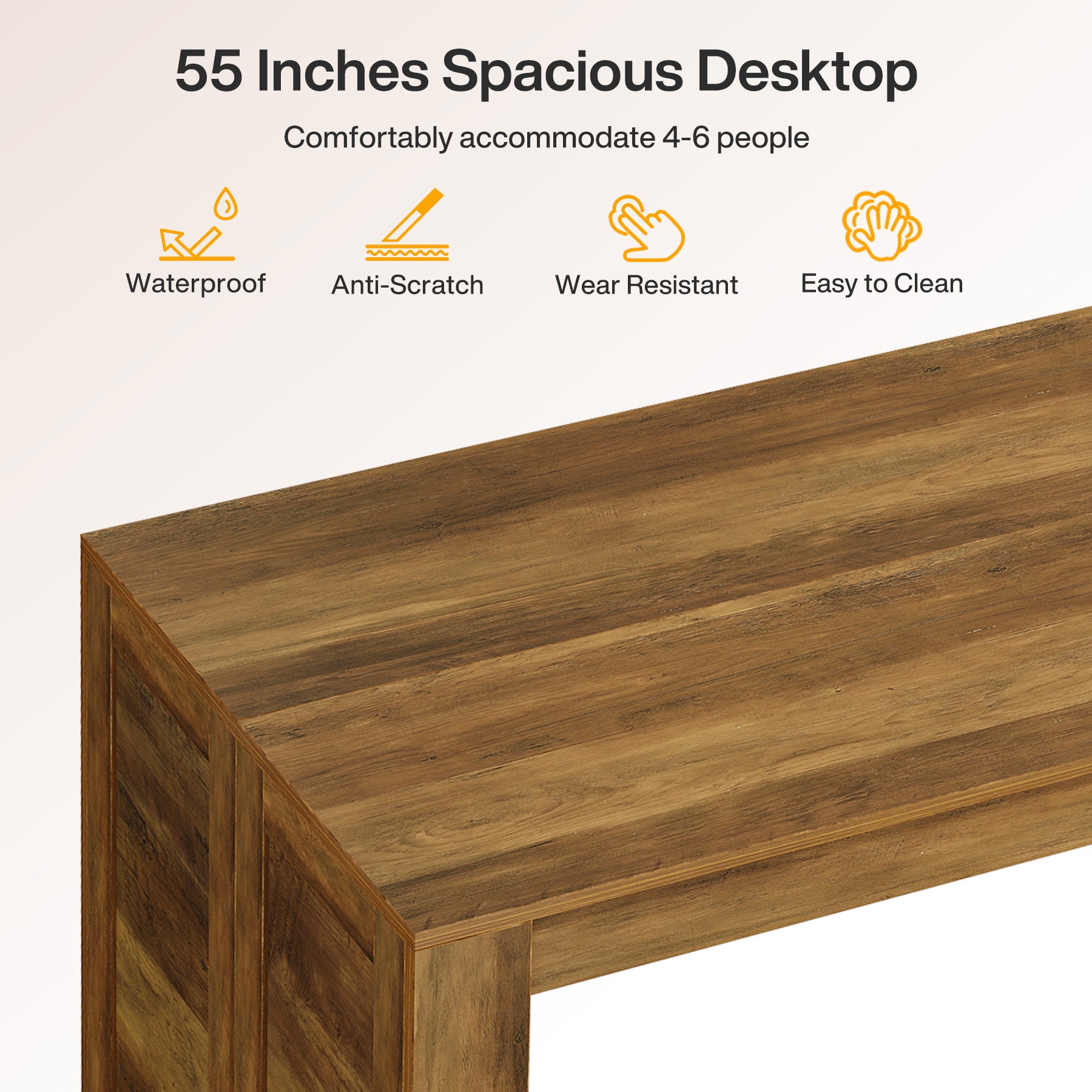 55“ Rectangle Farmhouse Dining Table Set for 4-6, Wooden Kitchen Table with 2 Benches