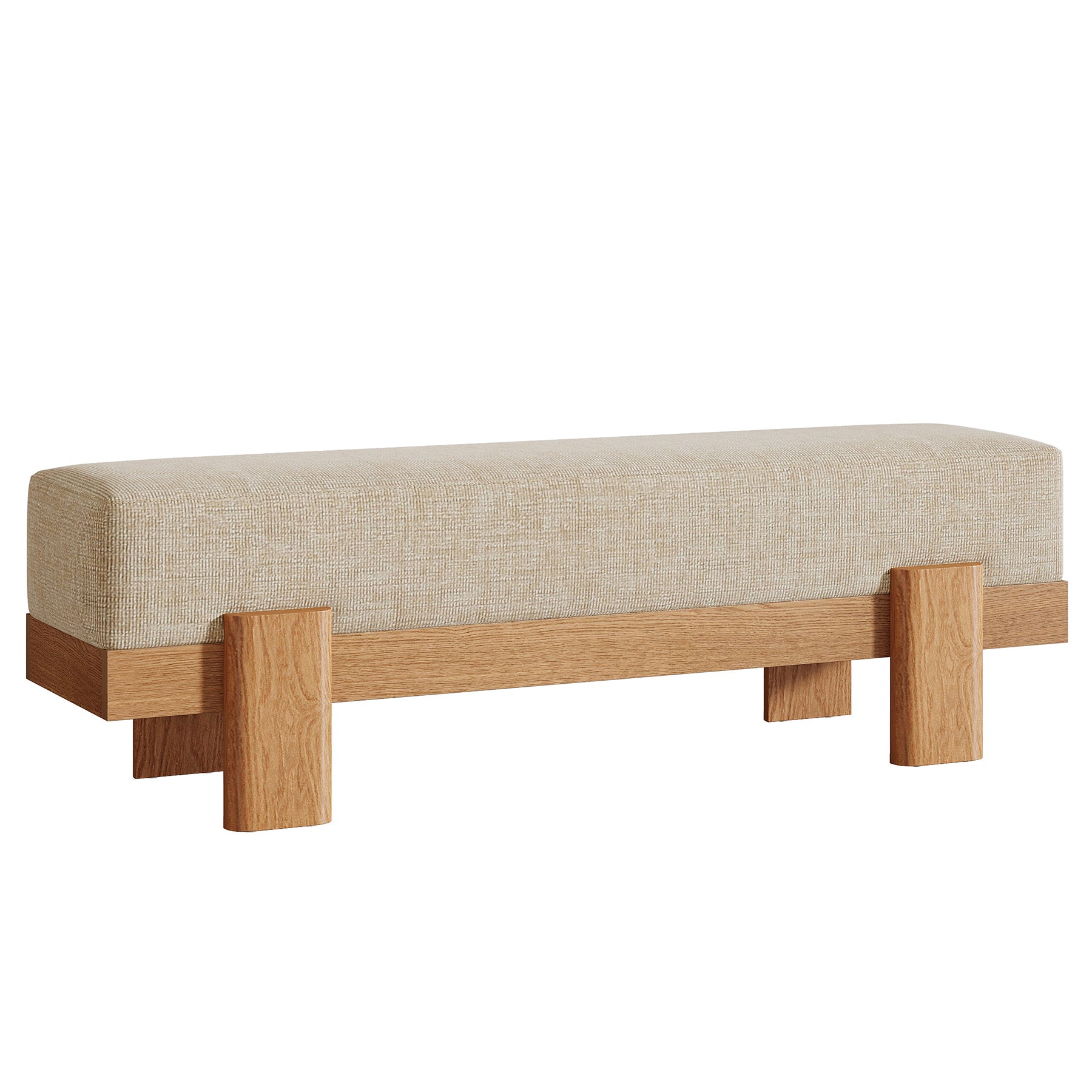 55" Upholstered Entryway Bench, Shoe Bench End of Bed Stool with MDF Frame