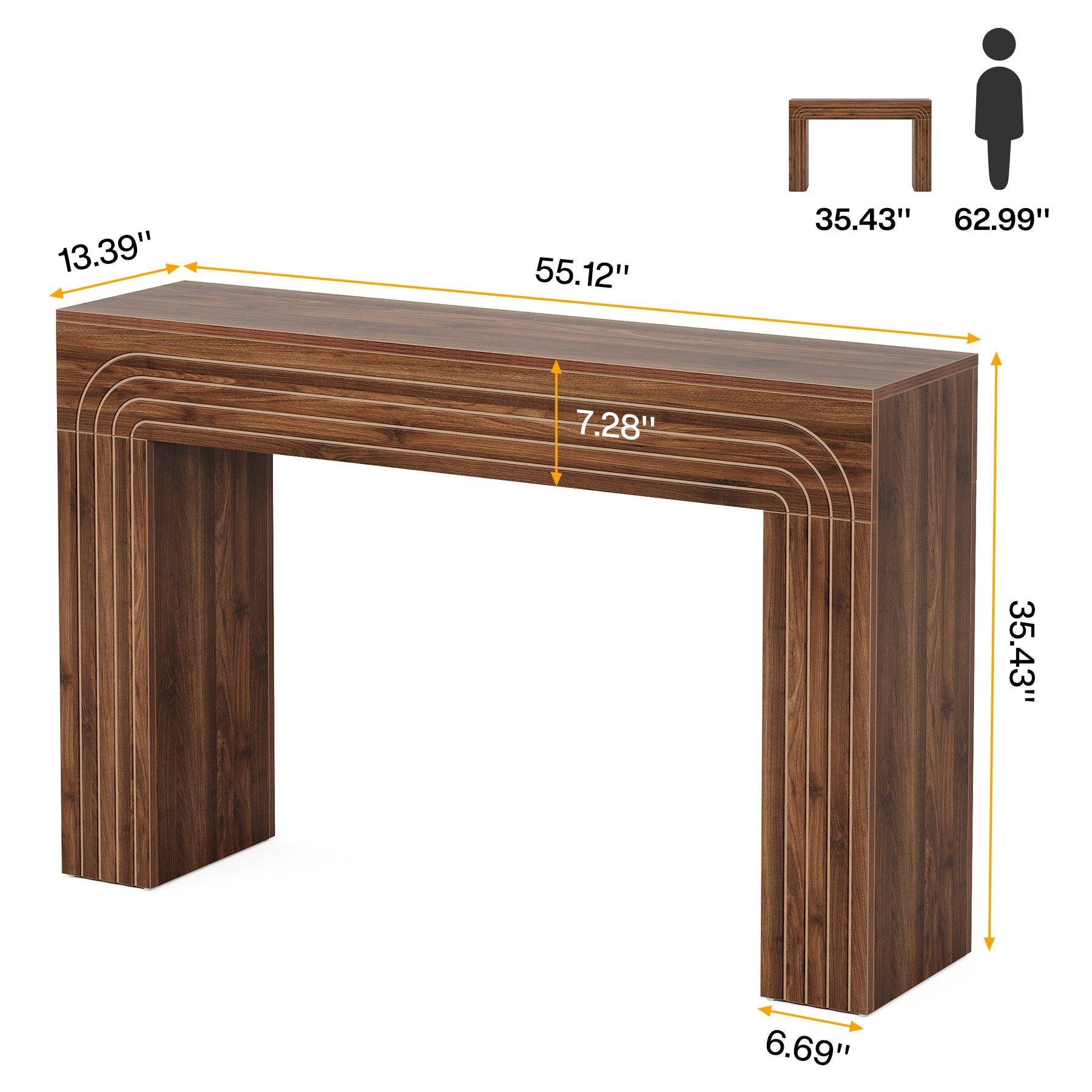 55" Wood Console Table, Farmhouse Sofa Table Hallway Table