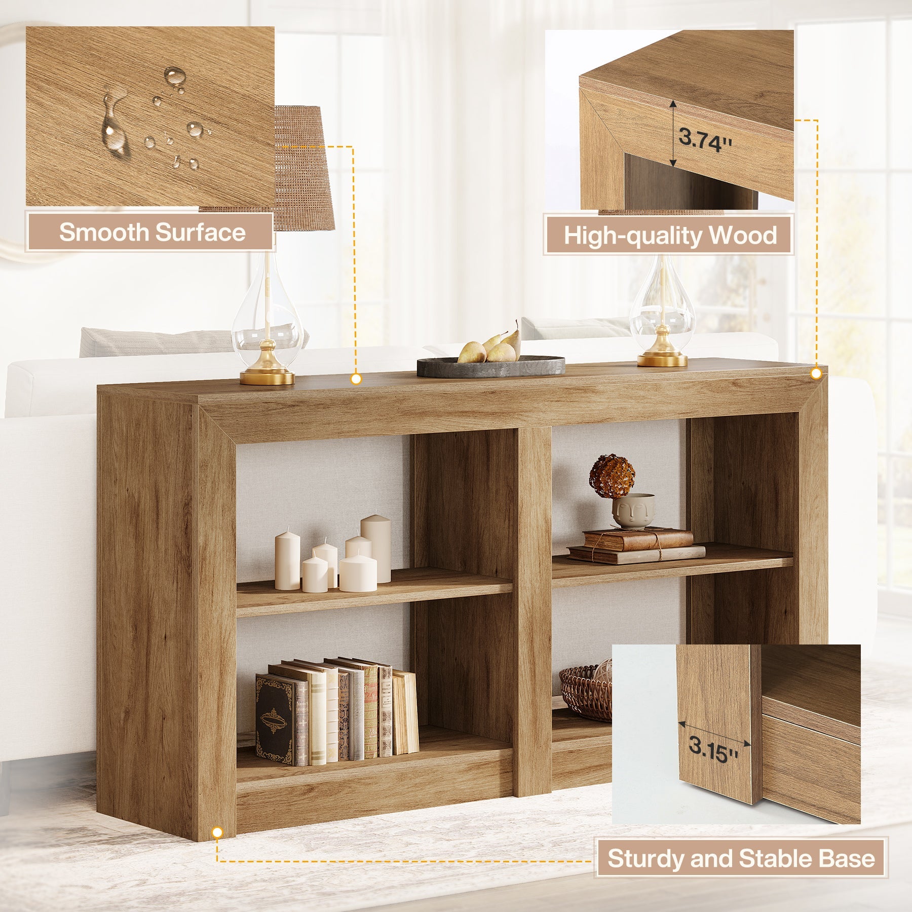 59" Console Table, 3 - Tier Sofa Table Entryway Table with Storage Tribesigns