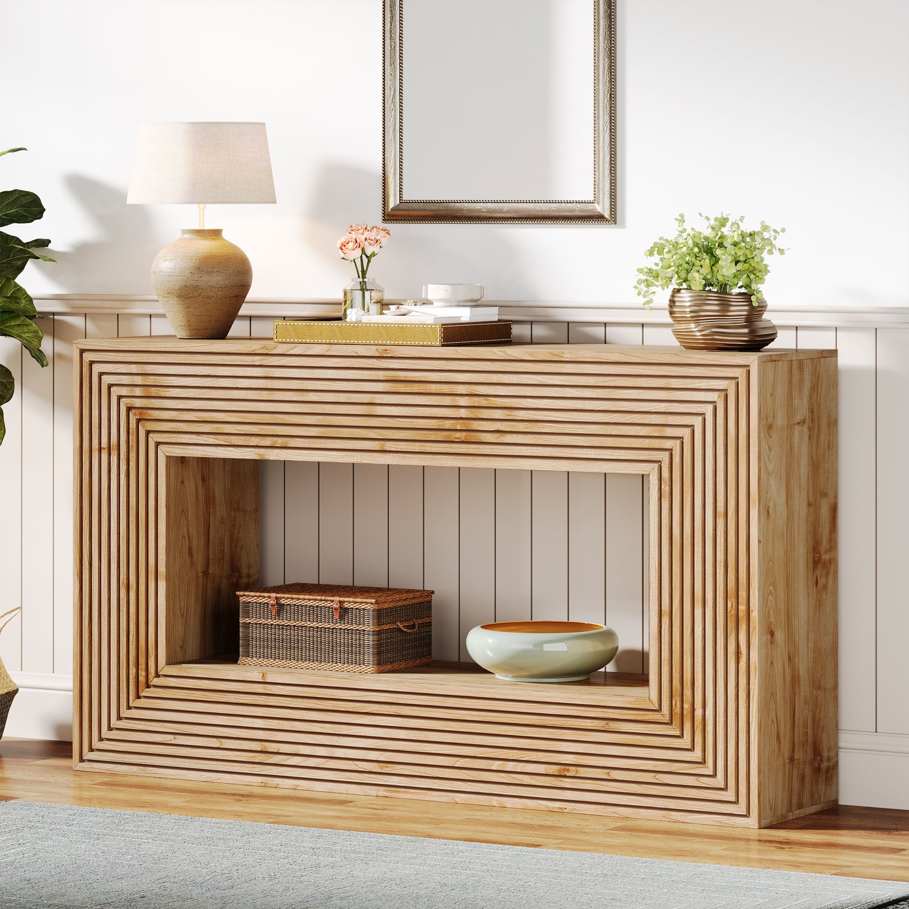 59" Console Table, Farmhouse Sofa Table Hallway Table with Storage Tribesigns