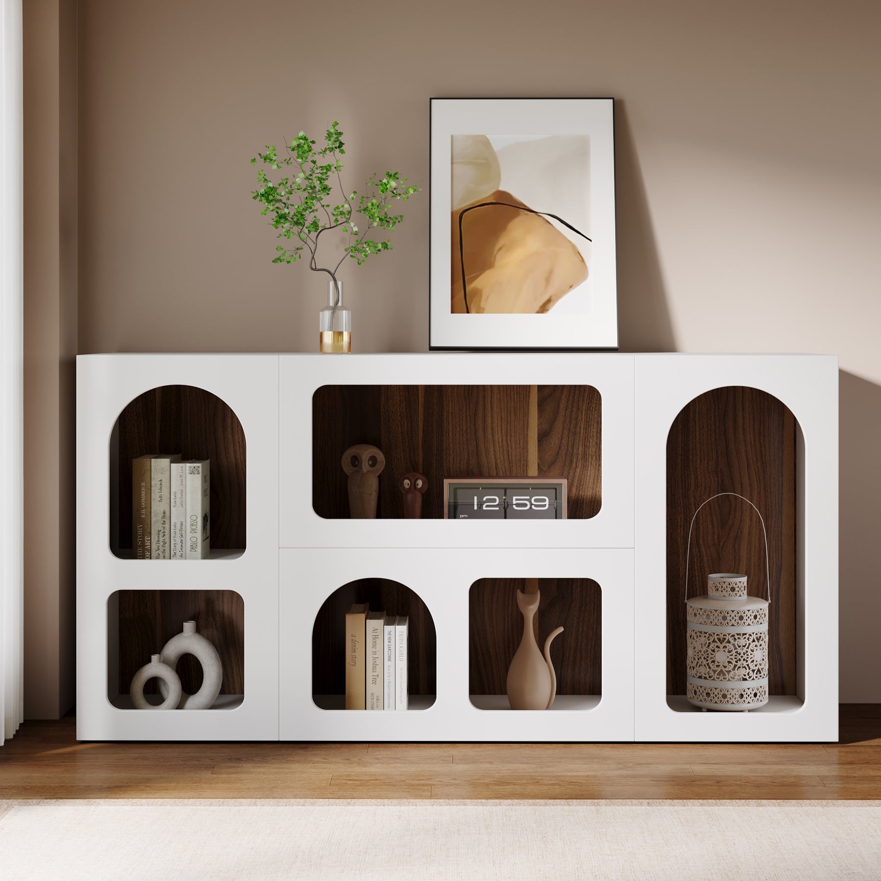 59" Console Table, Wooden Sofa Table Storage Organizer Entrance Table Tribesigns