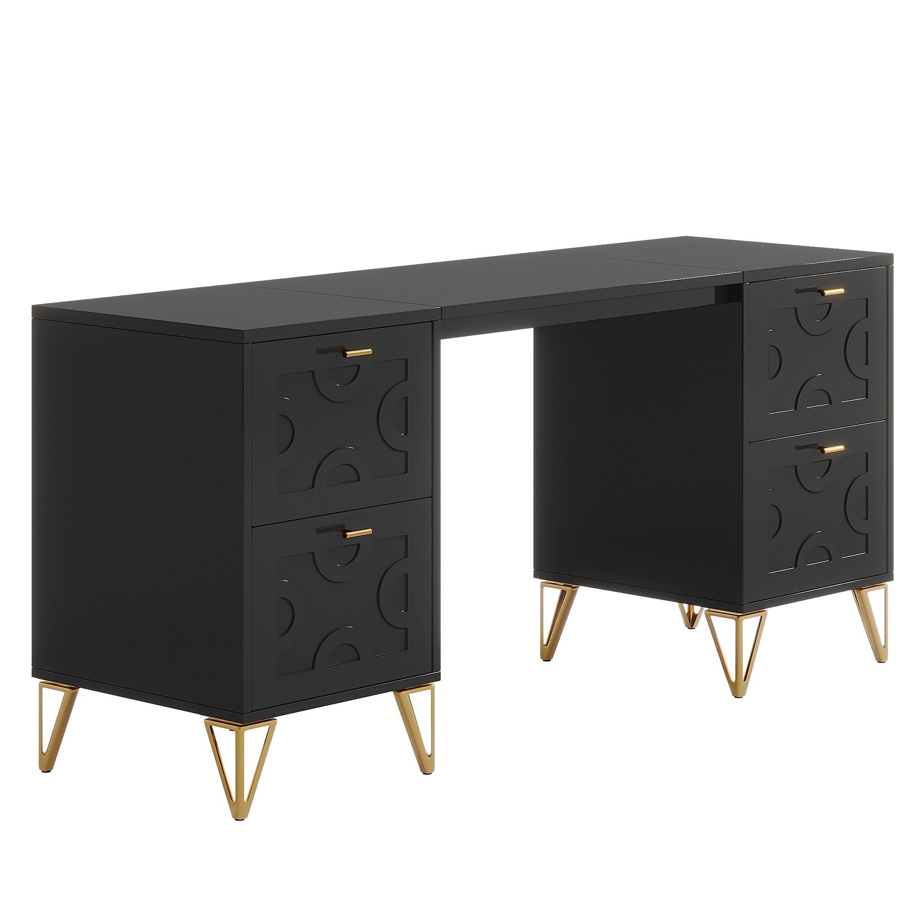 59" White Computer Desk with File Drawers, Wood Executive Desk for Home Office Tribesigns