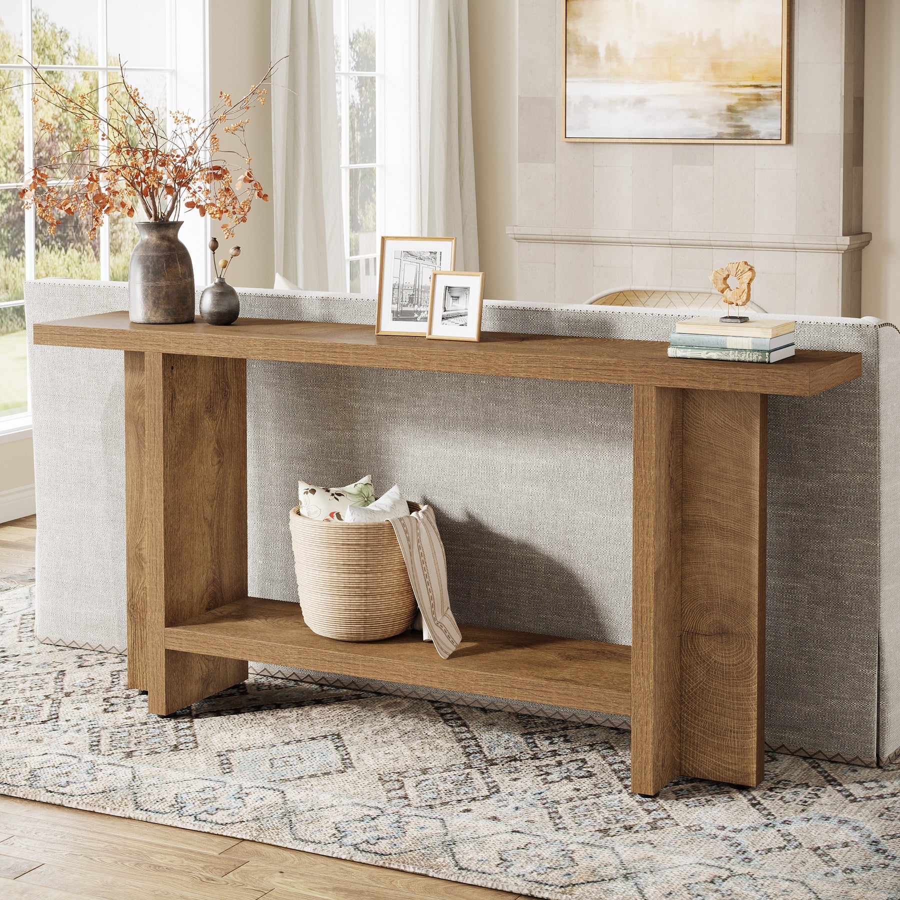 59" Console Table, Farmhouse Sofa Table Hallway Table