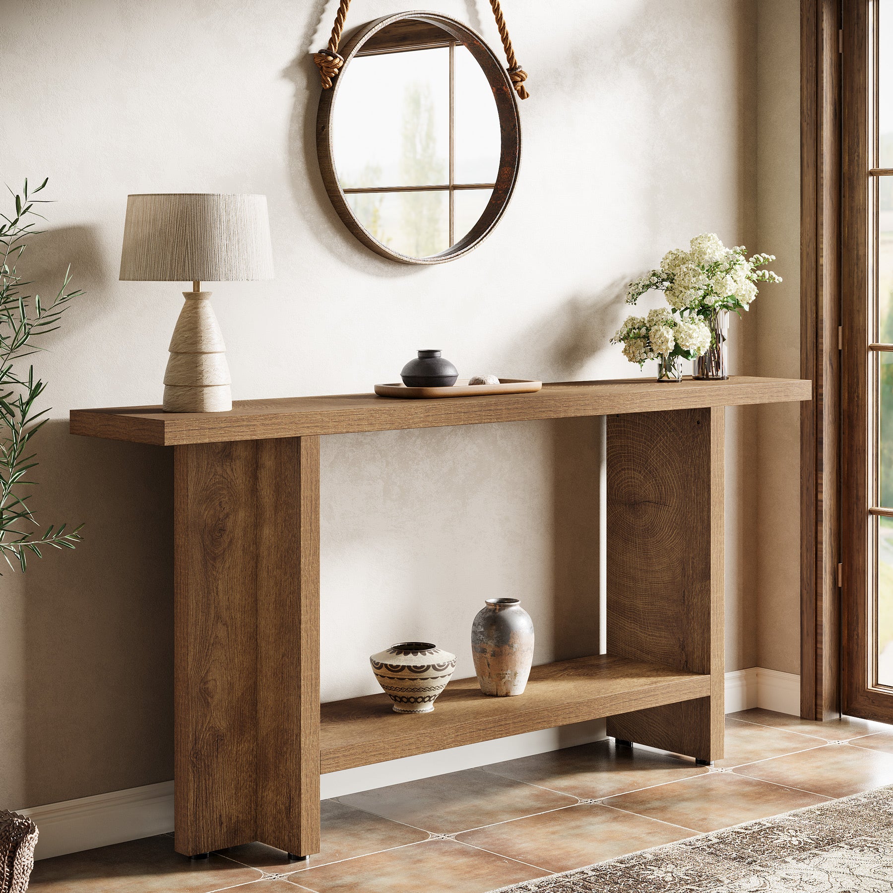 59" Console Table, Farmhouse Sofa Table Hallway Table