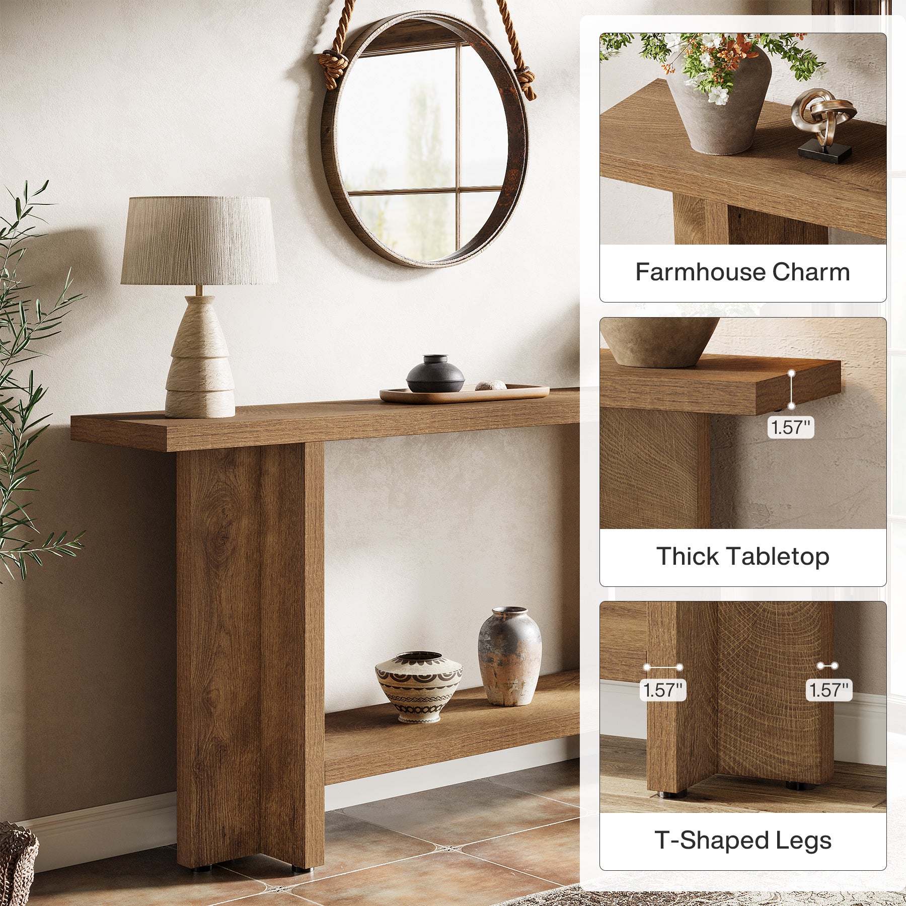 59" Console Table, Farmhouse Sofa Table Hallway Table