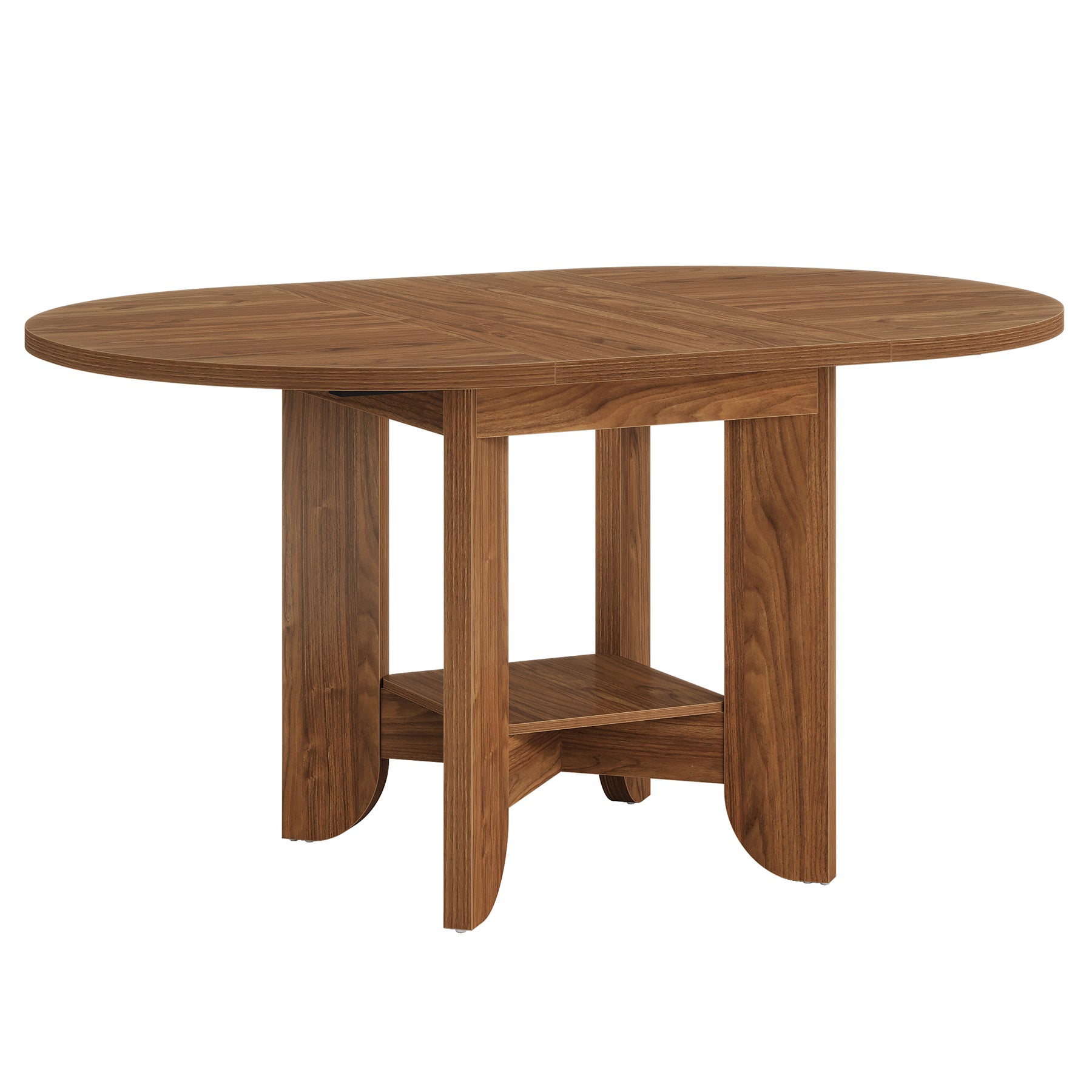 59" Dining Table for 4-6, Modern Oval Kitchen Table with Storage Shelf