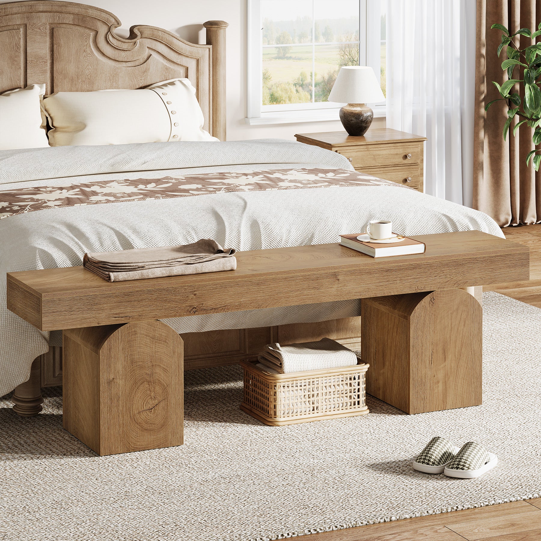 59" End of Bed Bench, Modern Bedroom Bench Window Bench