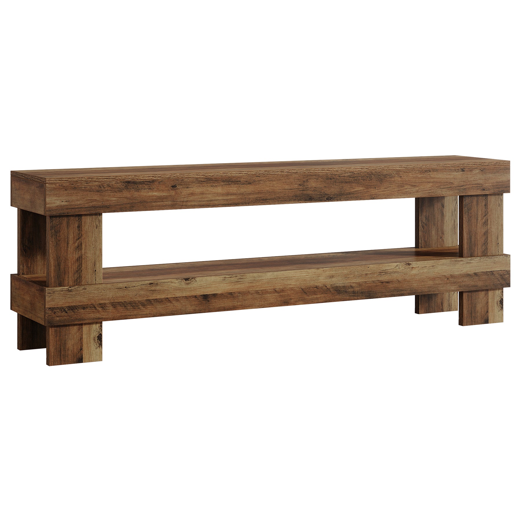 59" Entryway Bench, 2-Tier Shoe Bench Seat End of Bed Storage Benches