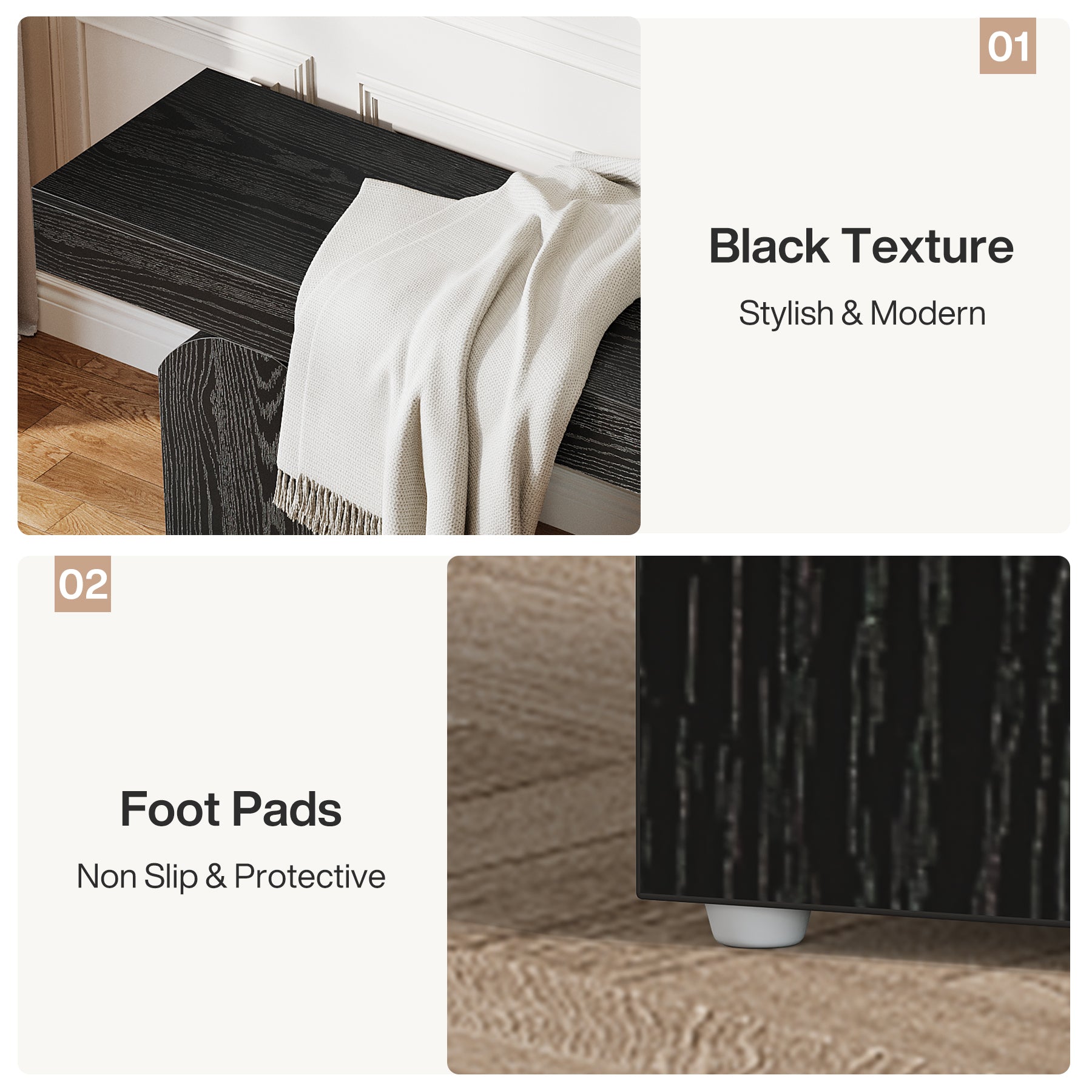 59" Entryway Bench, Long Shoe Bench with Arched Bases