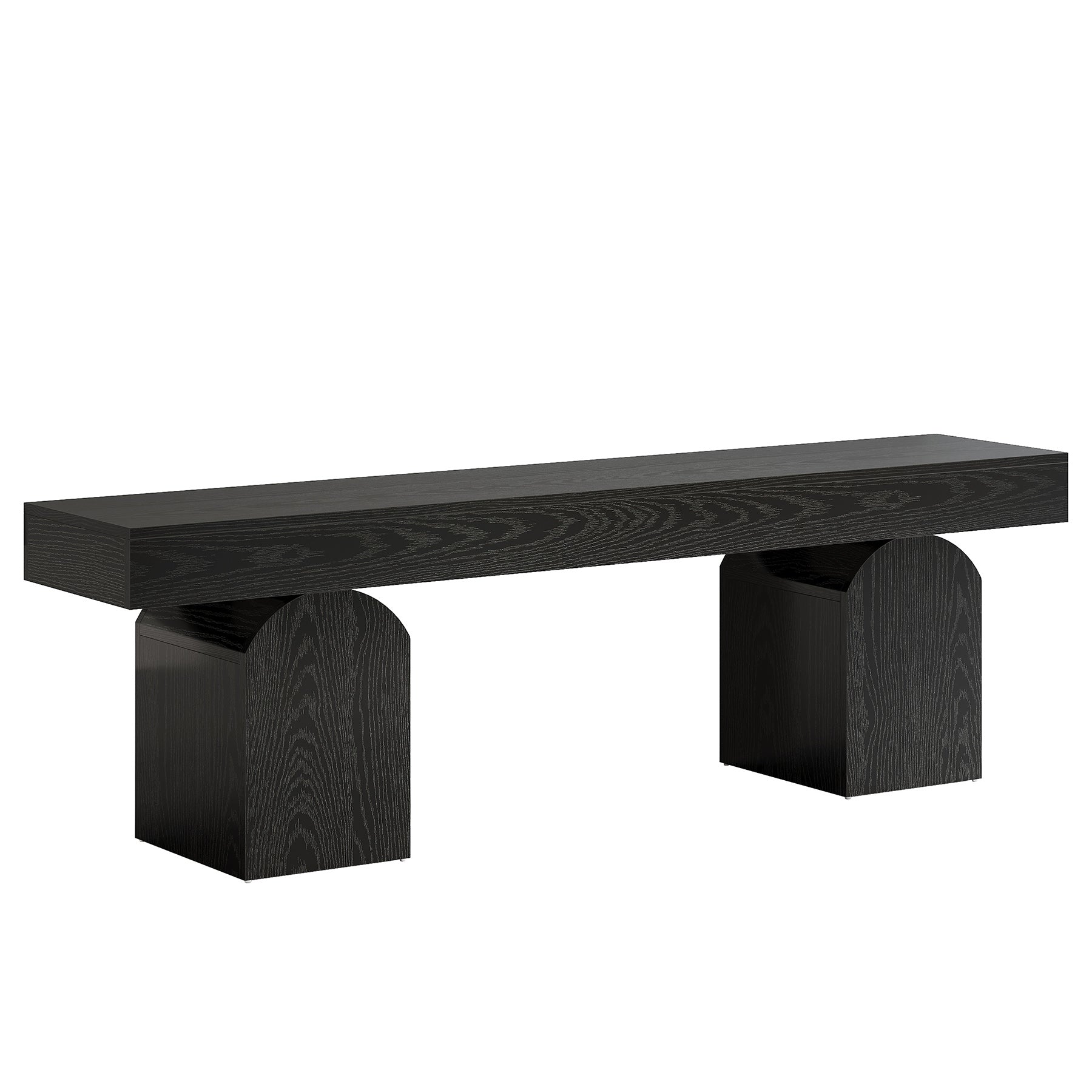 59" Entryway Bench, Long Shoe Bench with Arched Bases