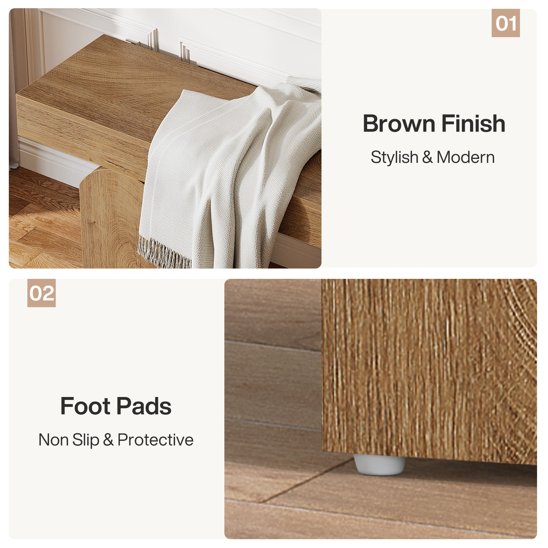 59" Entryway Bench, Long Shoe Bench with Arched Bases for Entry Way