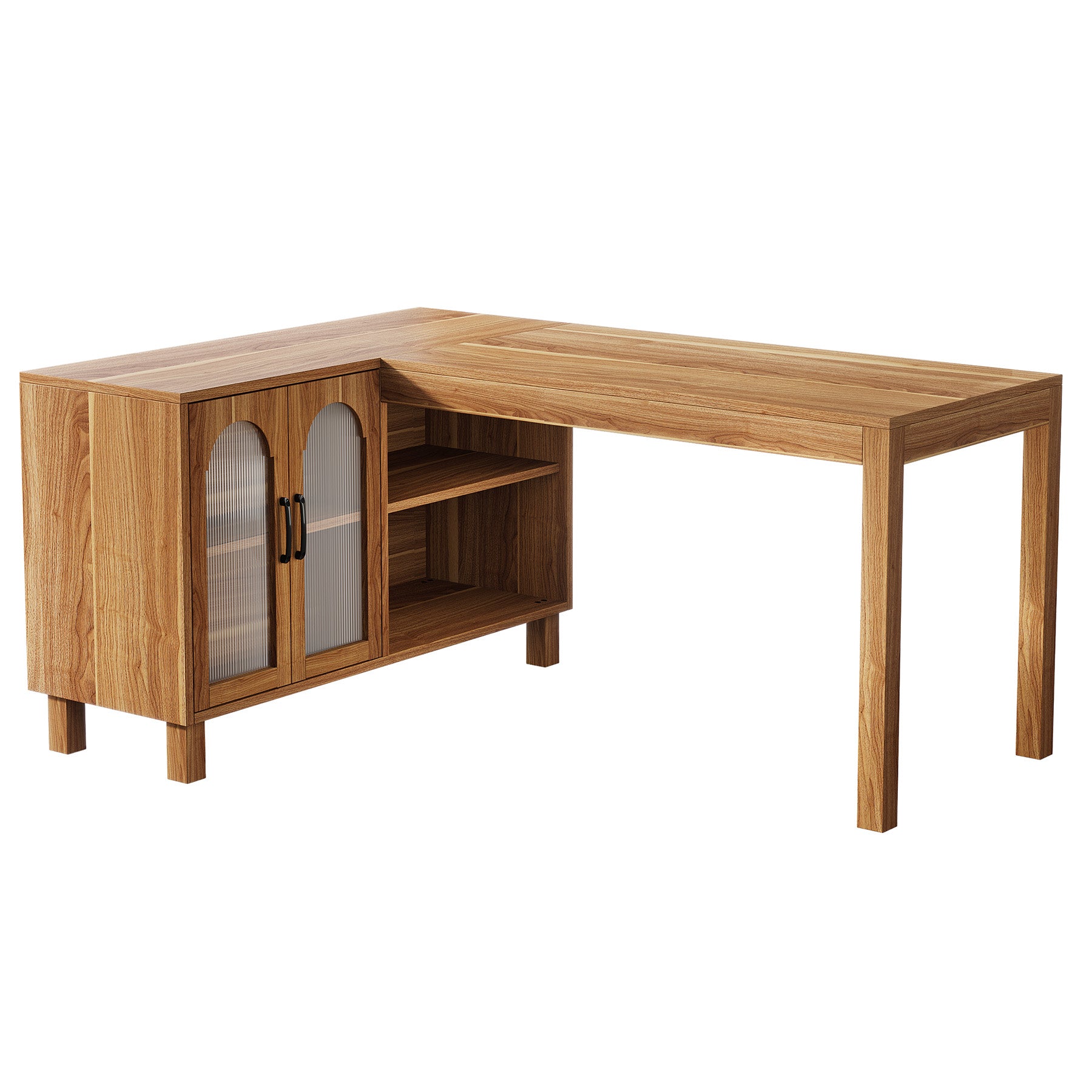 59" L-Shaped Executive Desk, Computer Desk Home Office Desk With Storage Cabinet