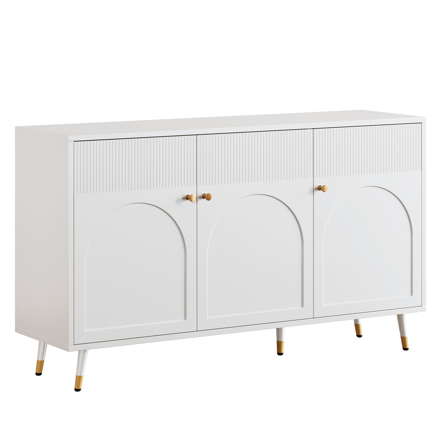 59" Sideboard Buffet, Kitchen Credenza Storage Cabinet with 3 Doors and 2 Shelves