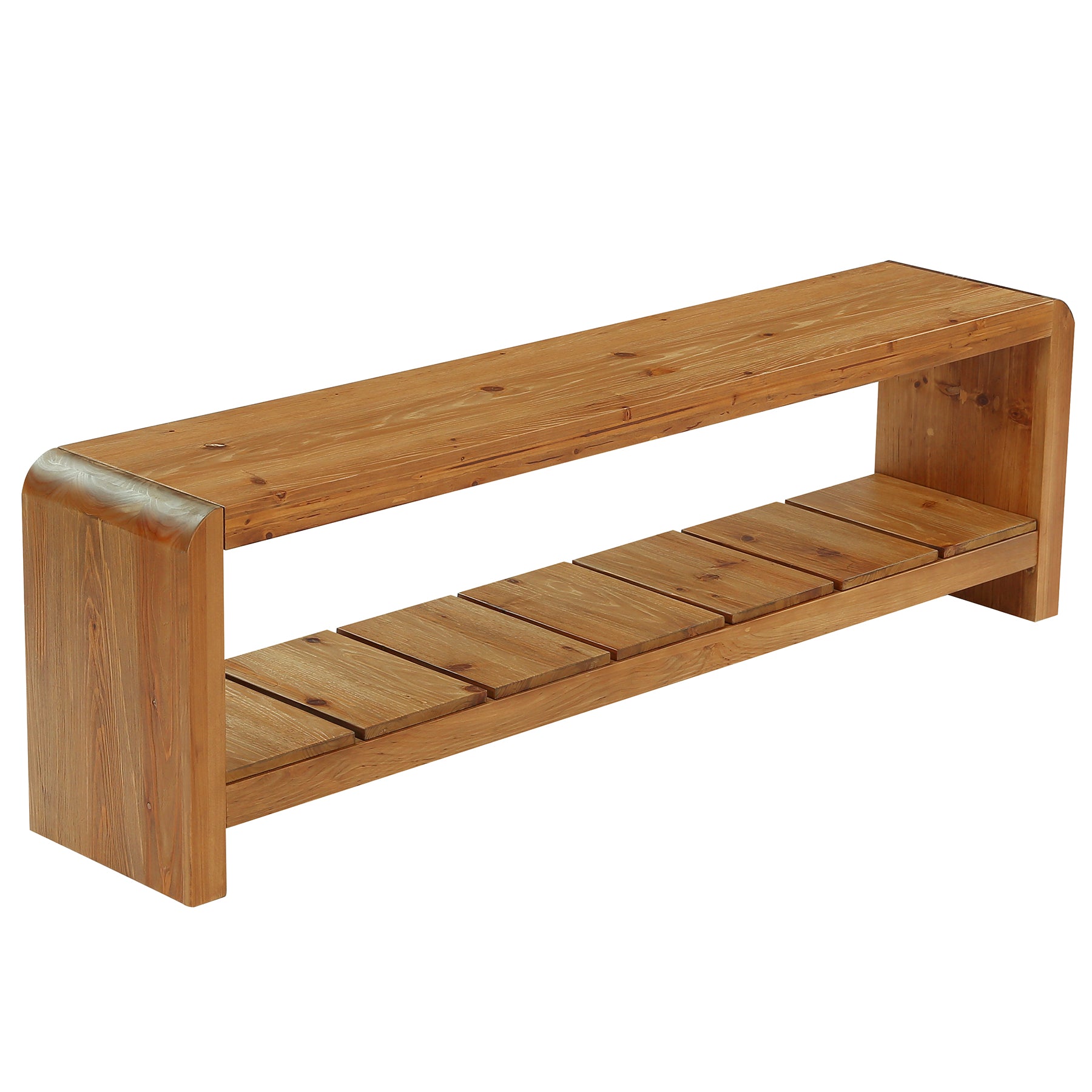 59" Solid Wood Entryway Bench, Farmhouse End of Bed Seating Shoe Bench with Storage