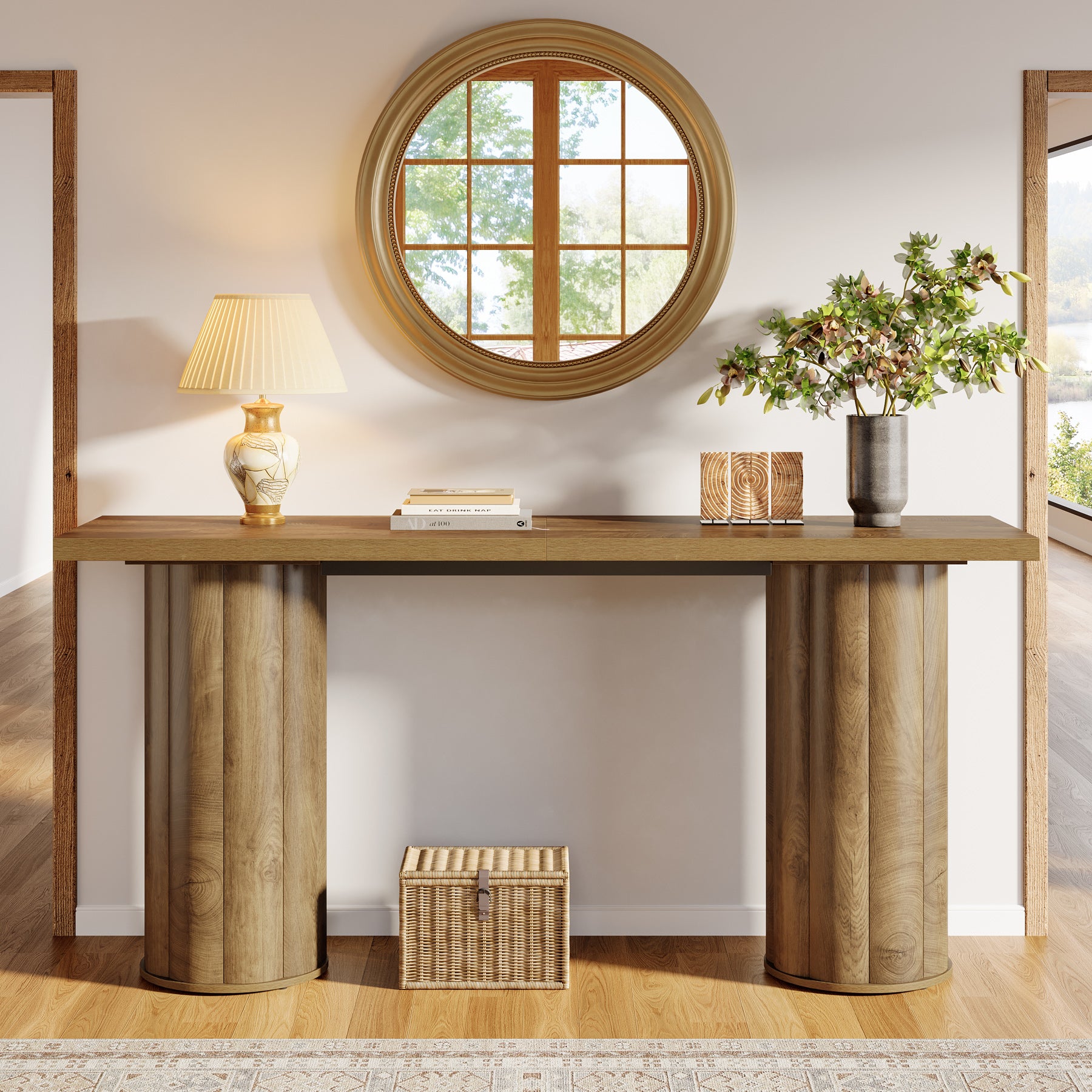 70.87" Console Table, Rectangular Sofa Entryway Table for Living Room