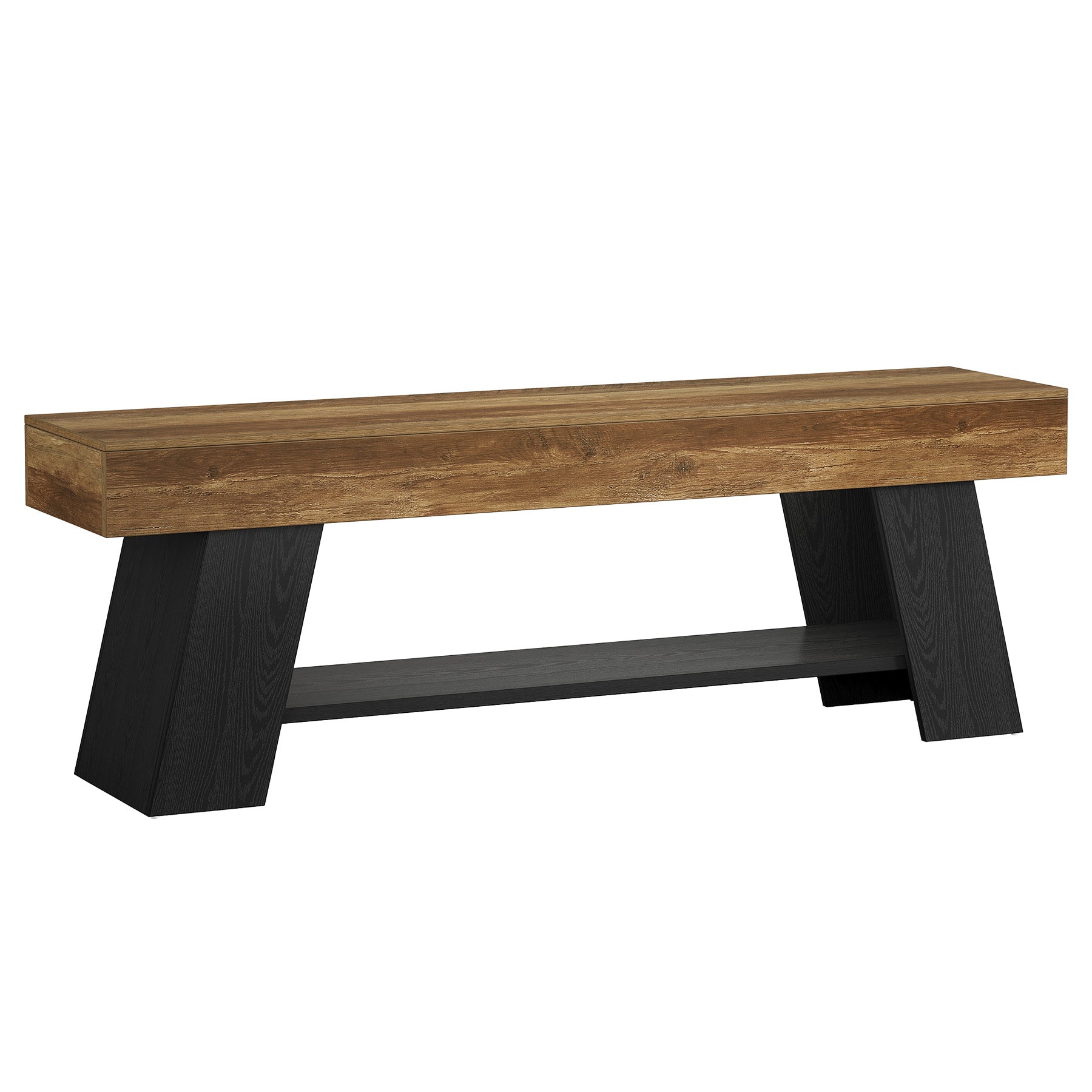 63" TV Stand for 55/65/70 Inch TVs, Industrial Media Console with Open Storage Shelf