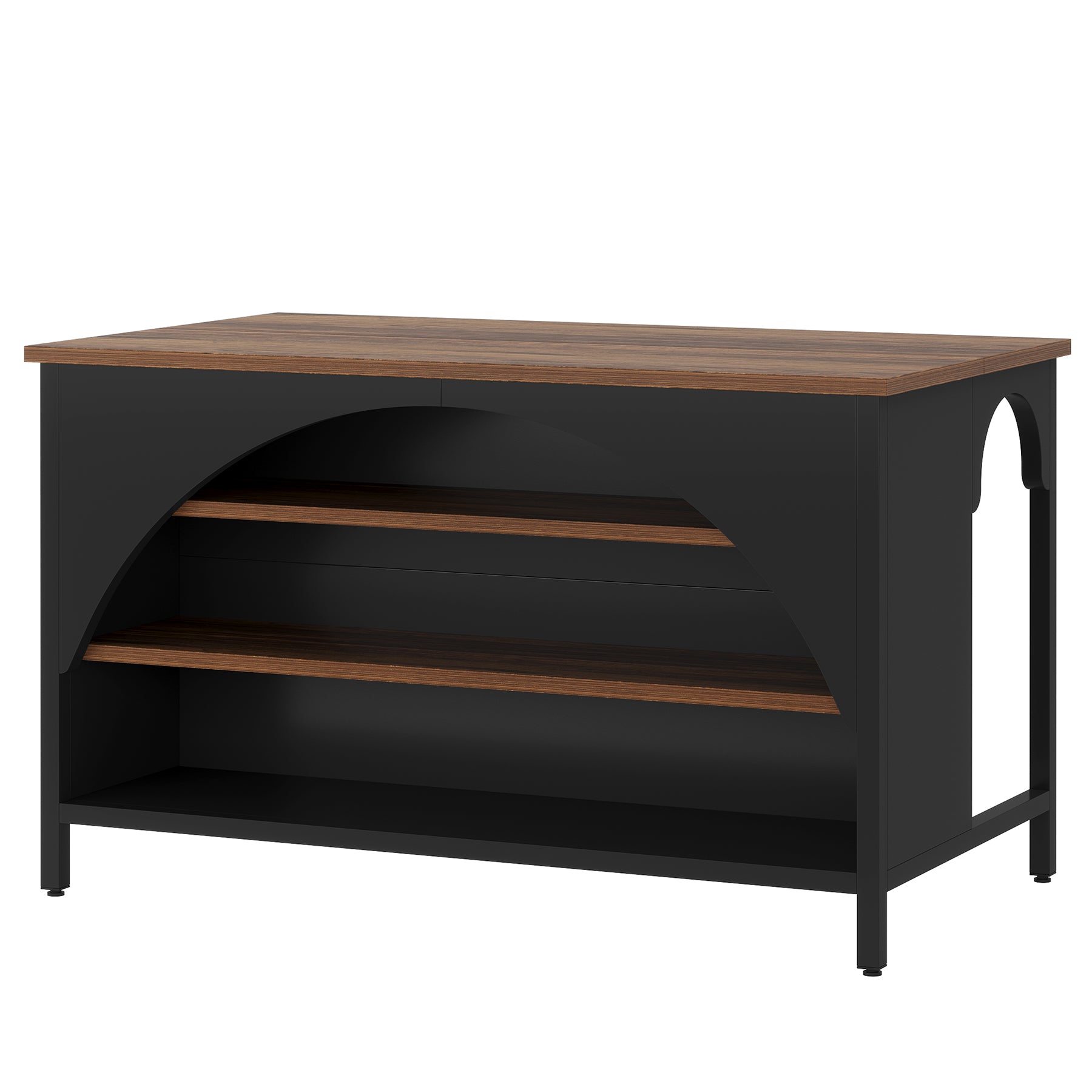 Kitchen Island with 3 Storage Shelves, 55" Kitchen Shelf with Large Countertop